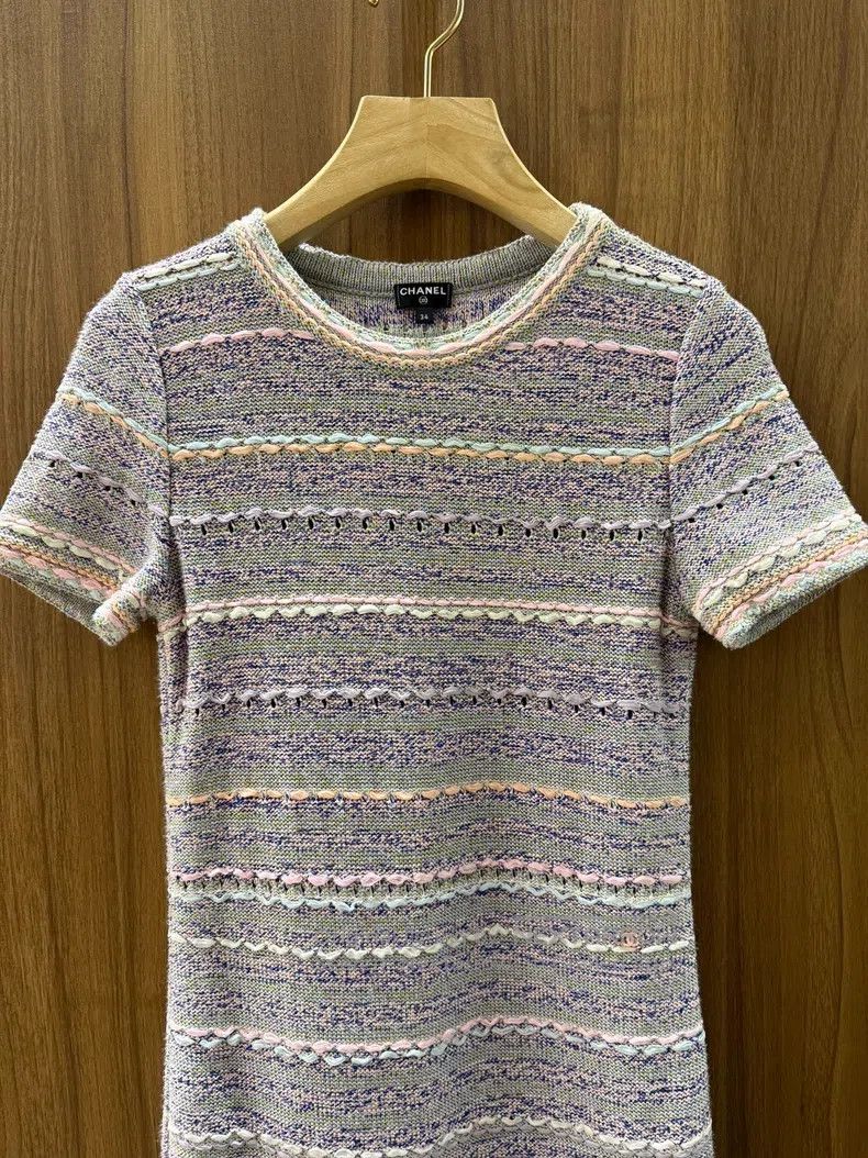 Chanel Chanel Colourful striped short-sleeved dress Size XXS / US 00 / IT 34 - 3 Thumbnail