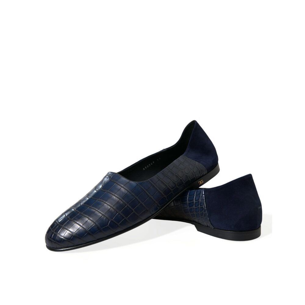 Dolce & Gabbana Dolce & Gabbana Elegant Blue Crocodile Leather Loafers Size US 12 / EU 45 - 7 Thumbnail