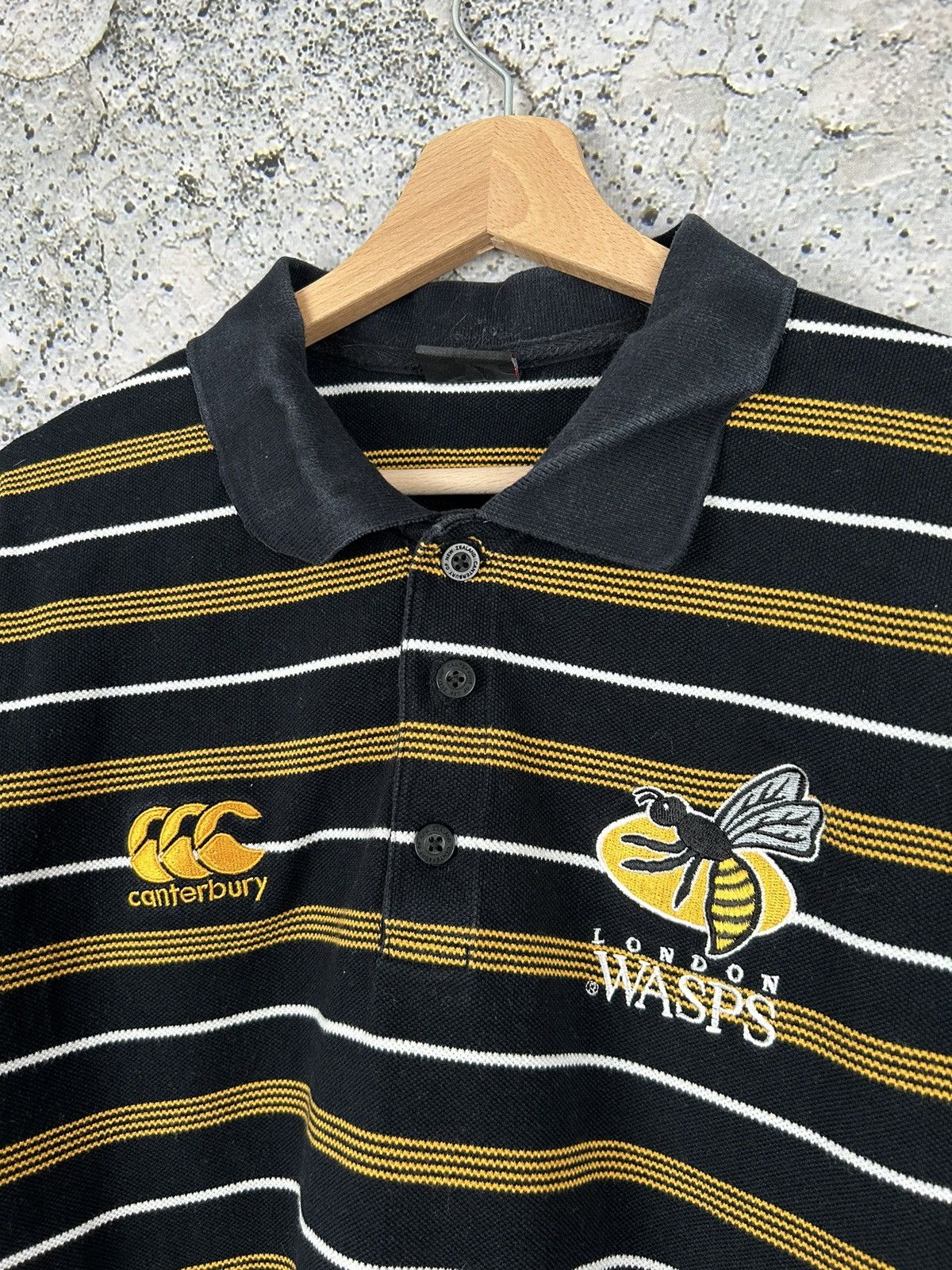 Canterbury of New Zealand × Vintage Vintage London WASPS Rugby Polo Jersey Canterbury 90s Rare Size US M / EU 48-50 / 2 - 3 Thumbnail