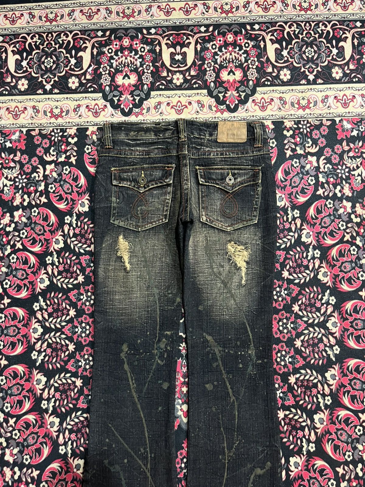 Undercover Japanese Brand Beast Dark Paint Splatter Distress Flare Jean Size 32" / US 10 / IT 46 - 6 Thumbnail