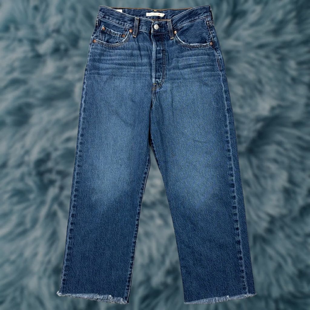 Levi's Levis Ribcage Straight Ankle Jeans Blue Denim Raw Hem 72693-0086 W30 L27 Jeans Women High-Rise 5-Pocket Vintage Look Size 24" / US 00 / IT 34 - 1 Thumbnail