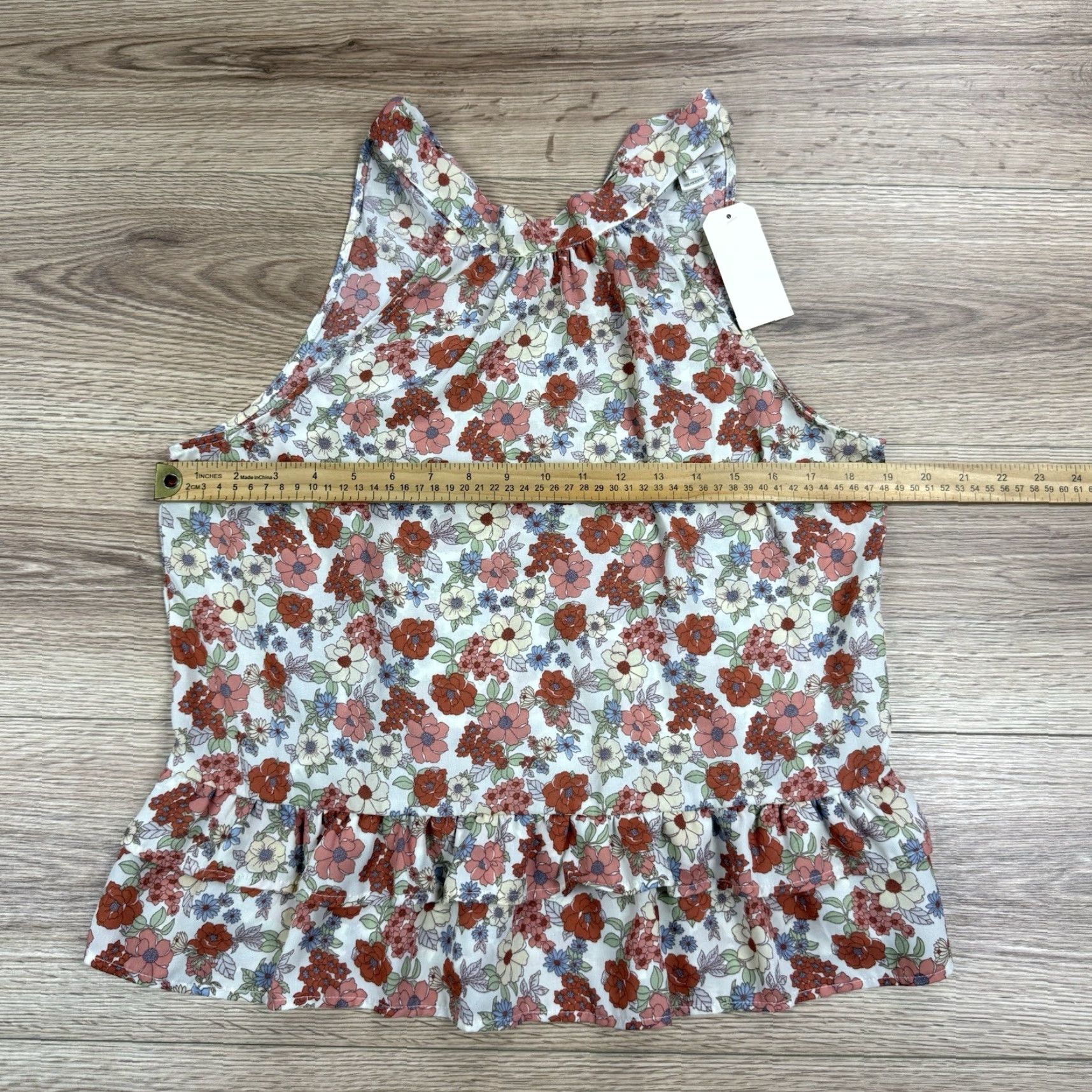 Vintage Monteau Blouse Women's XL Beige Floral Dusty Rose Halter Sleeveless Top NWT Size XL / US 12-14 / IT 48-50 - 4 Thumbnail