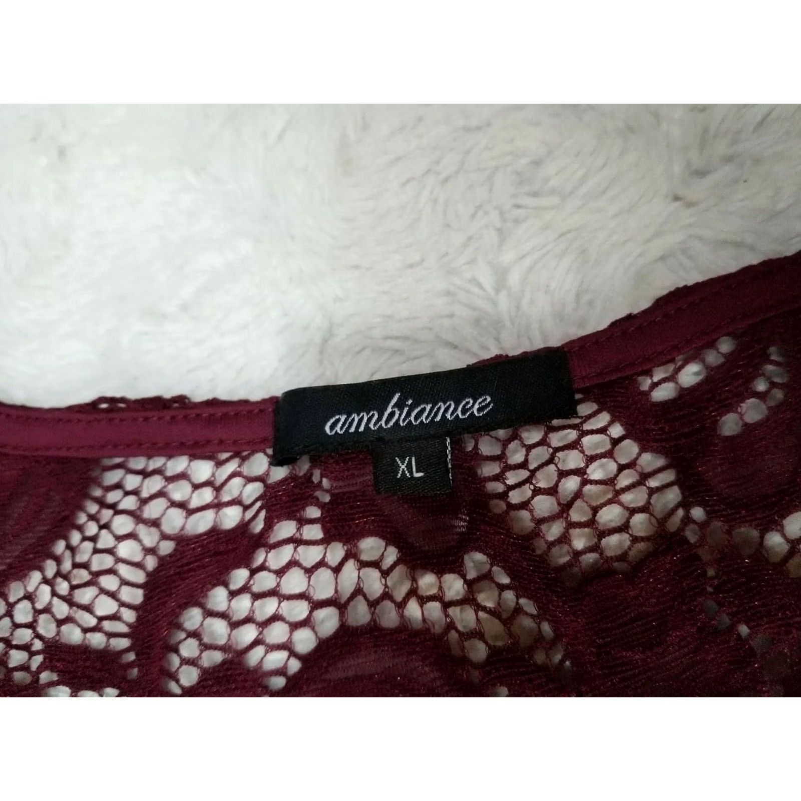 Vintage Ambiance Womens Round Neck Short Sleeve Lace Sheath Dress Maroon XL N/A Size 40" / US 18 - 3 Thumbnail