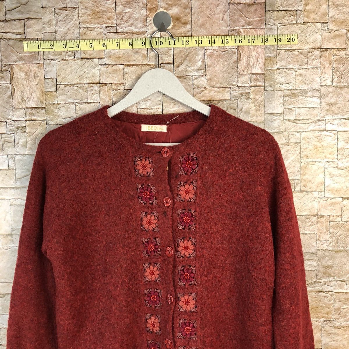Japanese Brand Ibens vintage mohair Red Cardigan Knitwear #A1206 Size M / US 6-8 / IT 42-44 - 2 Thumbnail