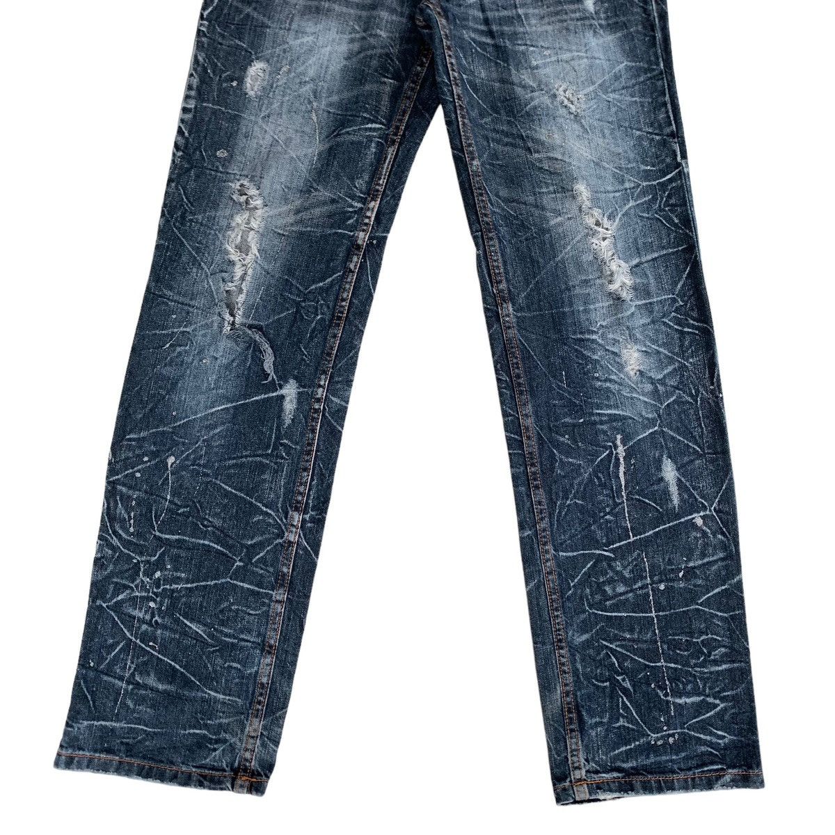 Japanese Brand Rare Japanese Brand Double Waist Splatter Distressed Jeans Size US 30 / EU 46 - 8 Thumbnail