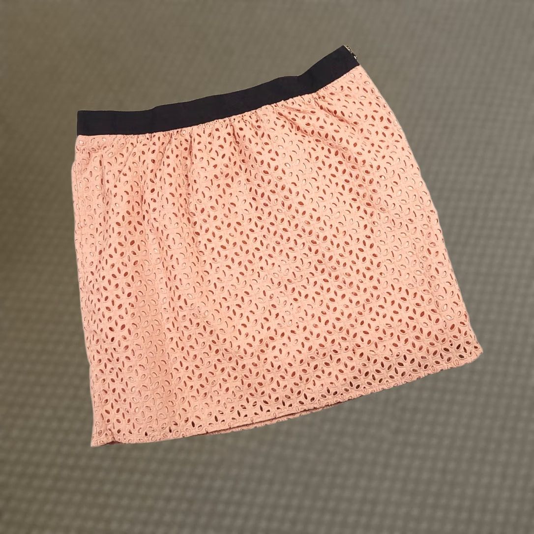 Loft LOFT Ann Taylor Eyelet Pencil Skirt Women's 10 Coral Peach Side Zip Lined Skirt Short Pencil Women Mens Size 32" / US 10 / IT 46 - 1 Thumbnail