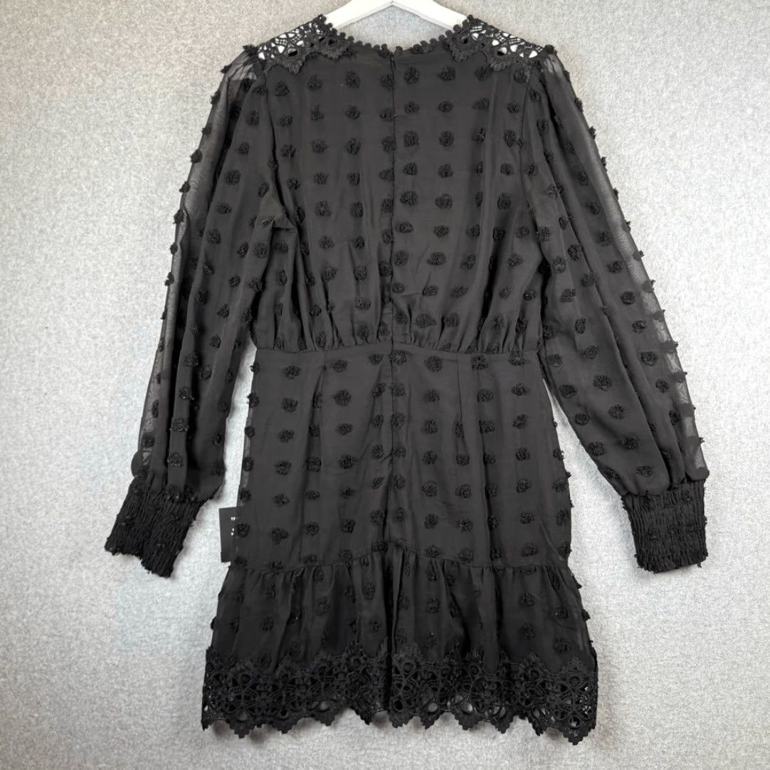 Lulus Lulus Mini Dress Black Embroidered Lace Long Sleeve Lust or Love M NWT Women Size M / US 6-8 / IT 42-44 - 7 Thumbnail