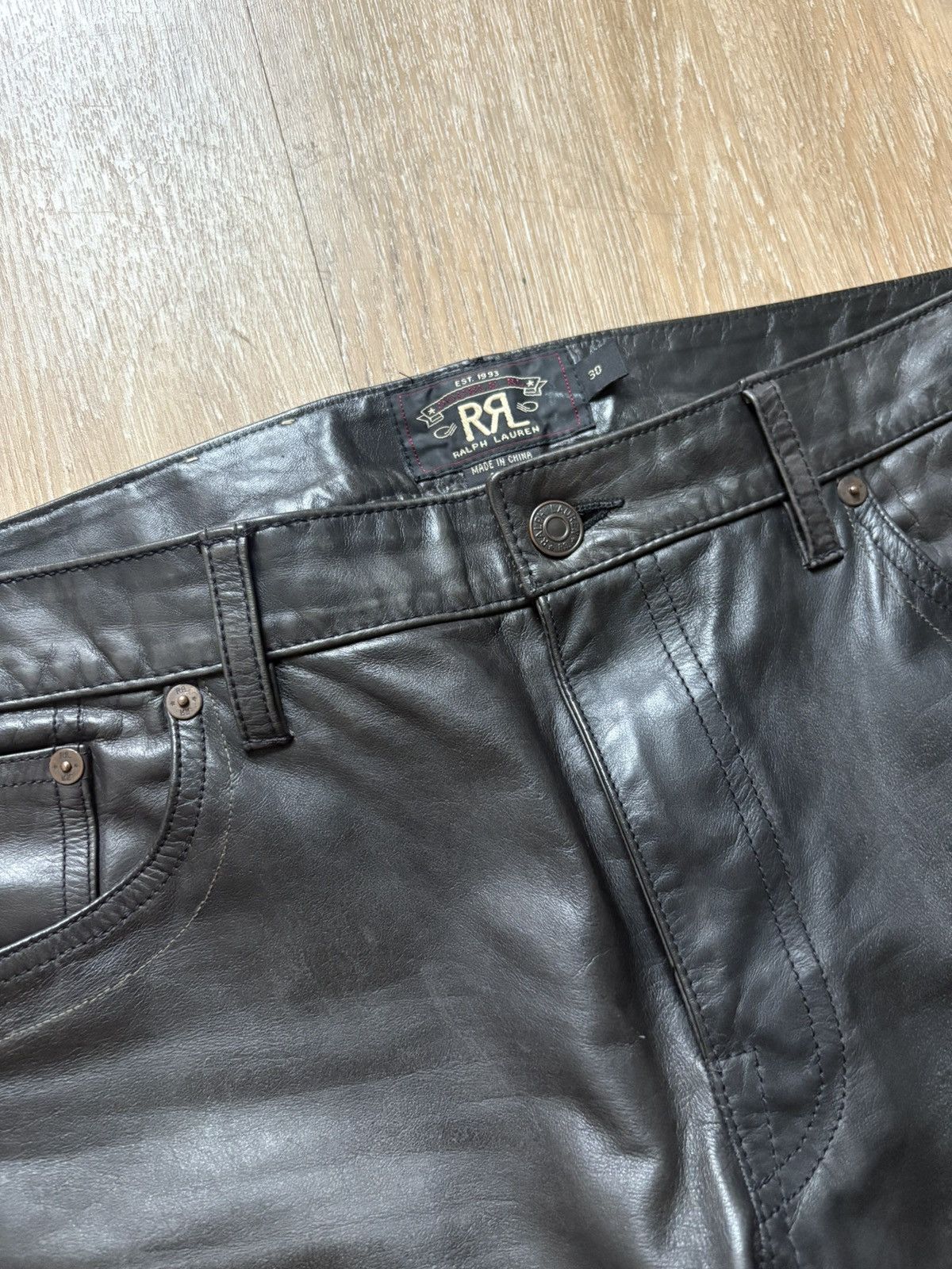 RRL Ralph Lauren RRL Ralph Ralph Lauren Black Leather Studded Pants Size US 34 / EU 50 - 3 Thumbnail