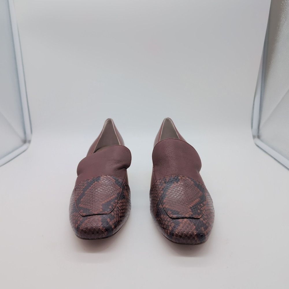 Designer Louise Et Cie Sz 10 Burgundy Snake Toe Loafers with Gold He Size US 10 / IT 40 - 3 Thumbnail