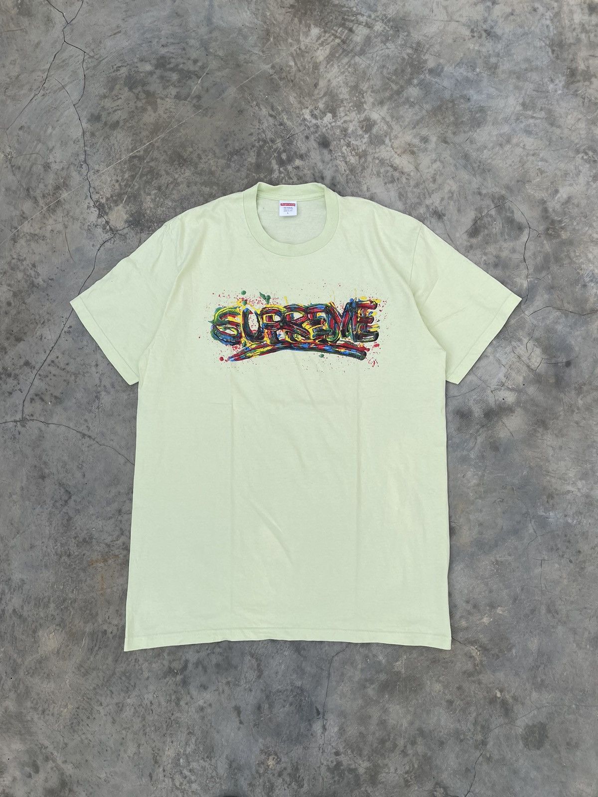 SS20 SUPREME Paint Logo Tee - Mint Green