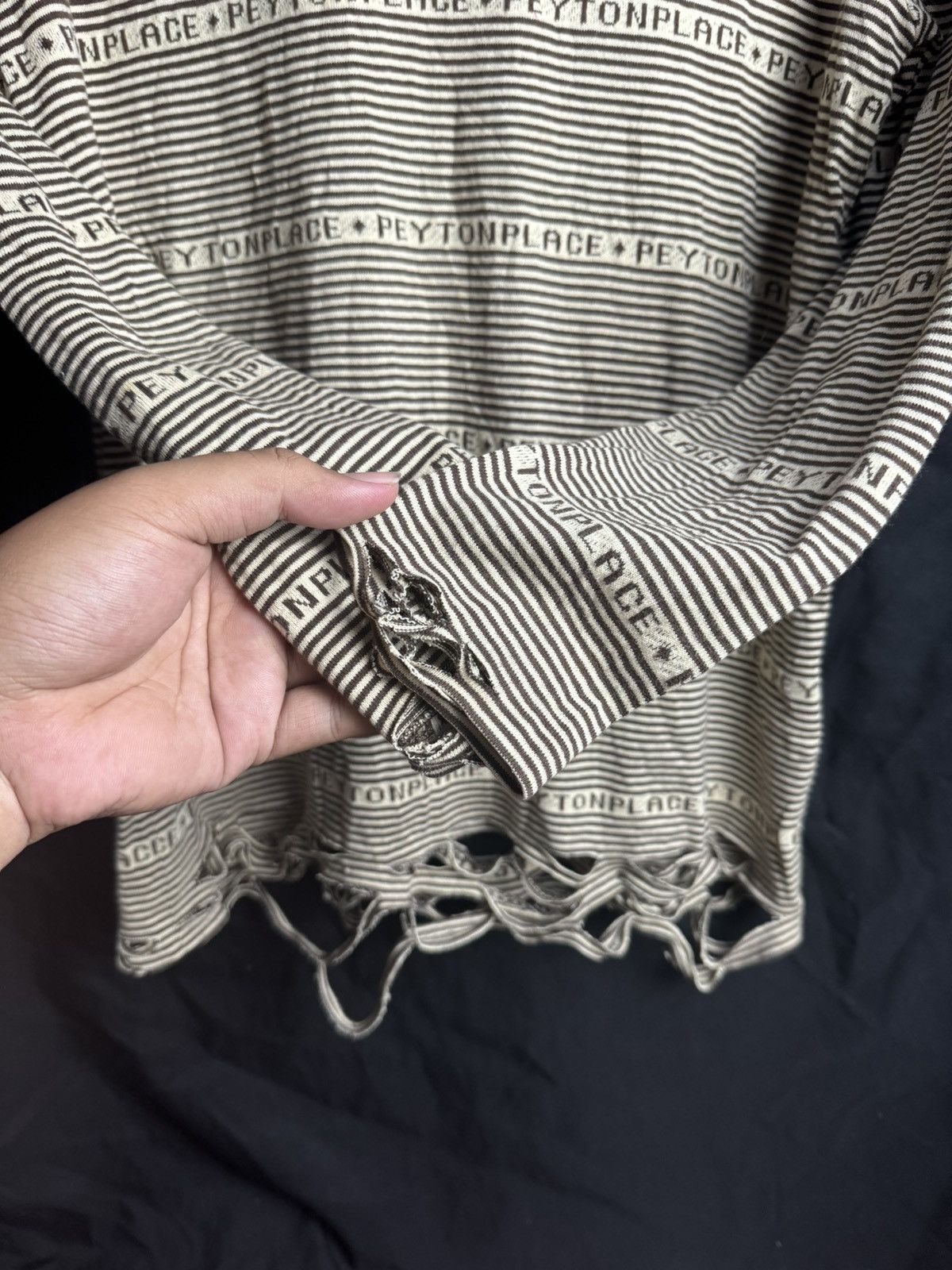If Six Was Nine × Japanese Brand × PPFM Distressed PPFM Peyton Place Stripe Long Sleeve Size US M / EU 48-50 / 2 - 6 Thumbnail