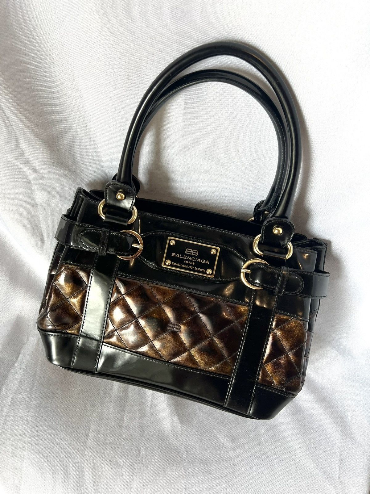 Balenciaga Balenciaga Quilted Patent Leather Tote – Black Size ONE SIZE - 3 Thumbnail