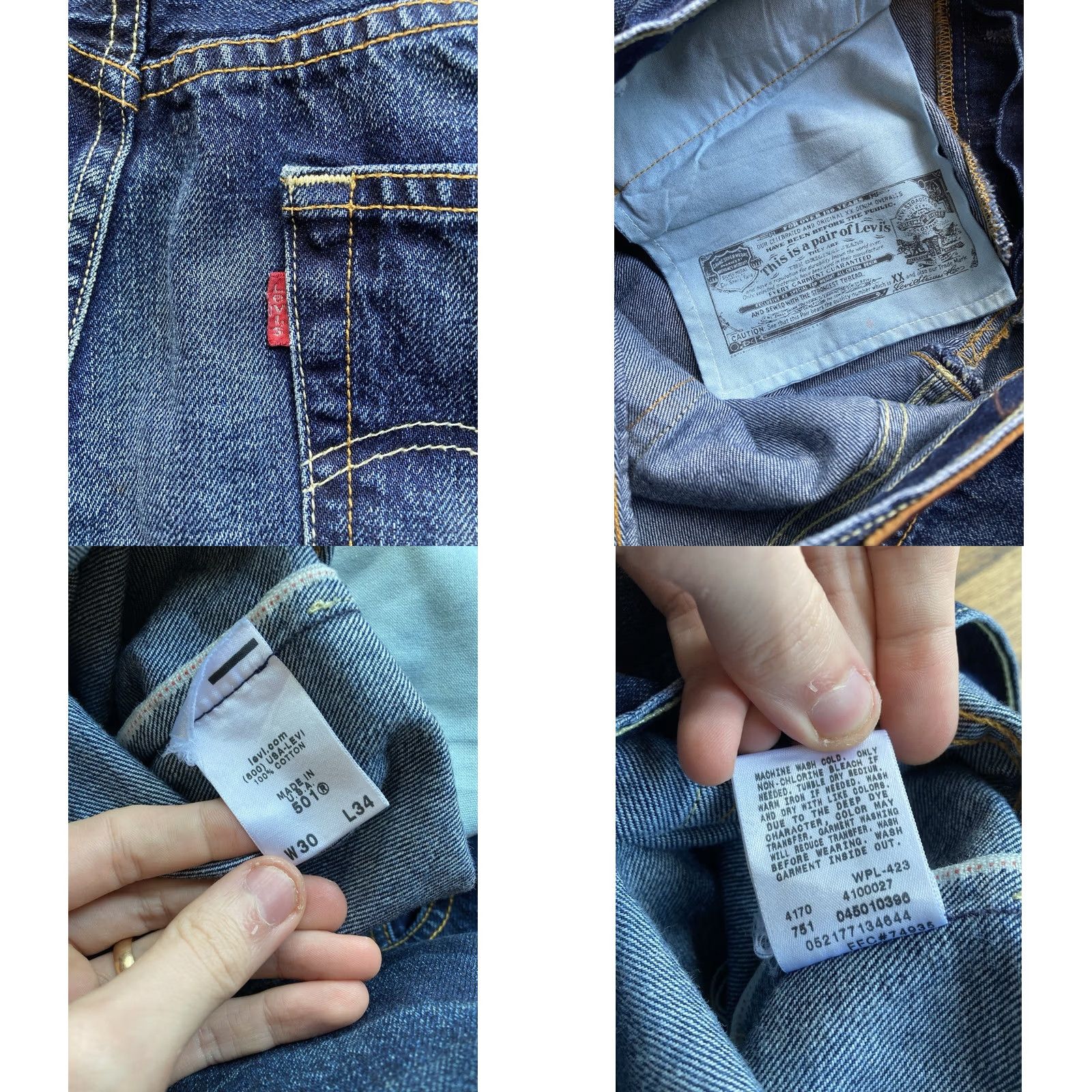Levi's VINTAGE Levi's 501 Jeans Mens Regular 30x30 Blue Denim Raw Hem Whiskers USA Straight 501 Model Mens Size US 30 / EU 46 - 9 Thumbnail