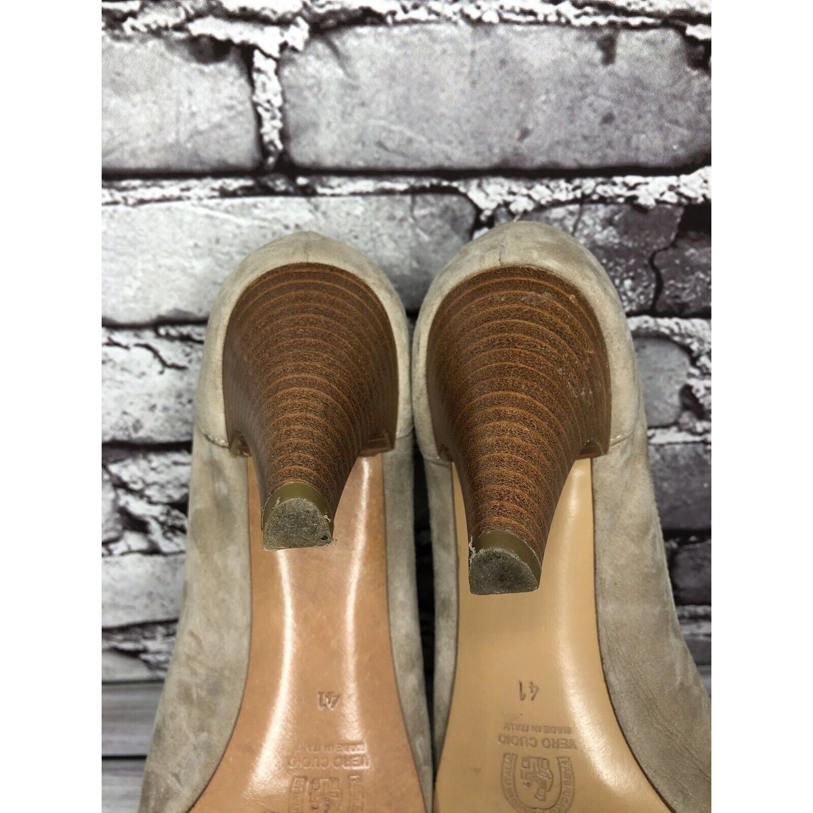 Other Edas Beige Suede Leather Patent Lining Peep Toe Dress Heels Size US 10 / IT 40 - 7 Thumbnail