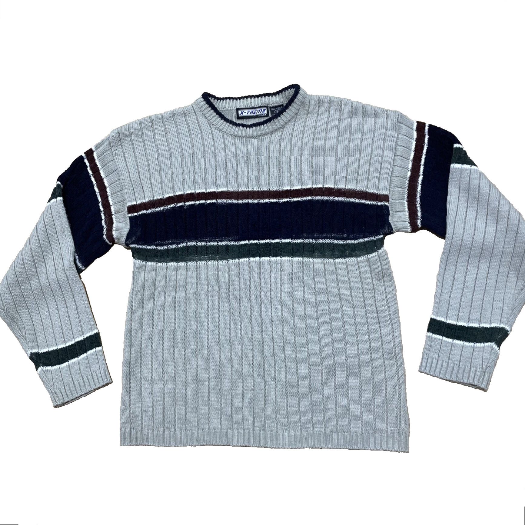 Vintage VTG Y2K X-Treme Gear Sweater Women XL Ribbed 20 Tan Gray Boho Classic 1990s 2000s Crew Neck Pullover Knit Women Size XL / US 12-14 / IT 48-50 - 2 Thumbnail