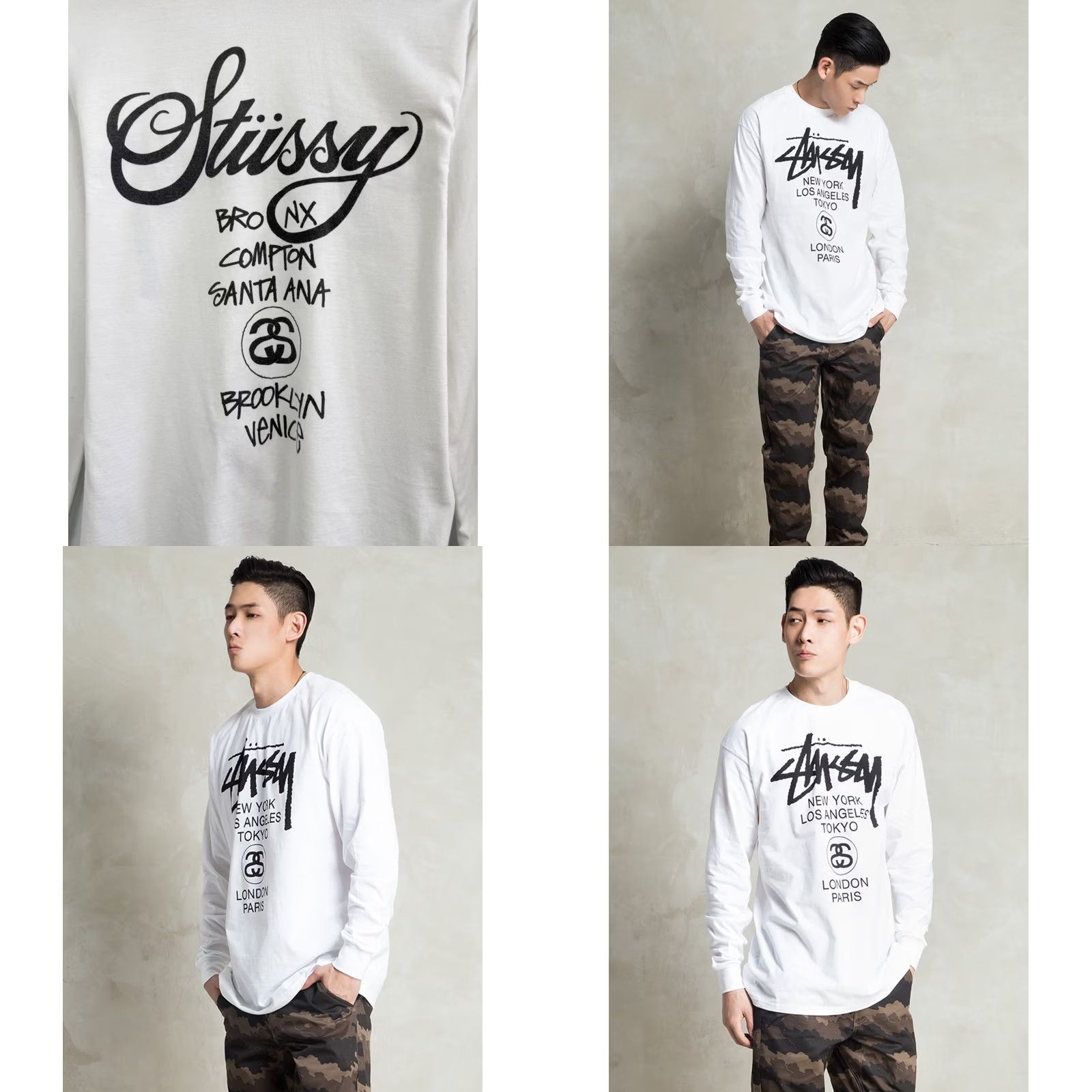 Vintage Stussy World Tour Long Sleeve Shirt Men S White USA Y2K Size US S / EU 44-46 / 1 - 8 Thumbnail