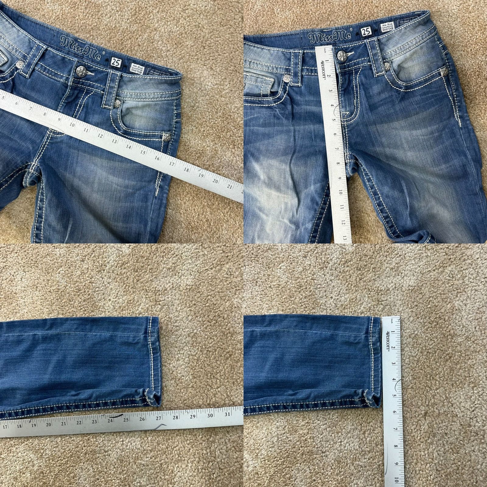 Miss Me Miss Me Jeans Cropped Denim Mid Rise 25 Blue Stretch 5-Pocket Womens Jeans Regular Rise Mid 8.5-10.5in Inseam 27in Dark Denim 25W Blue Size 42" / US 20 - 8 Thumbnail