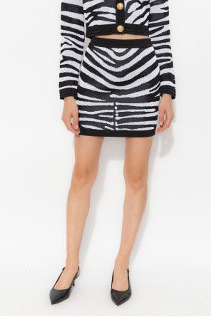 Balmain o1s1wg111225 Animal Print Skirt in Black/White Size 30" / US 8 / IT 44 - 3 Thumbnail