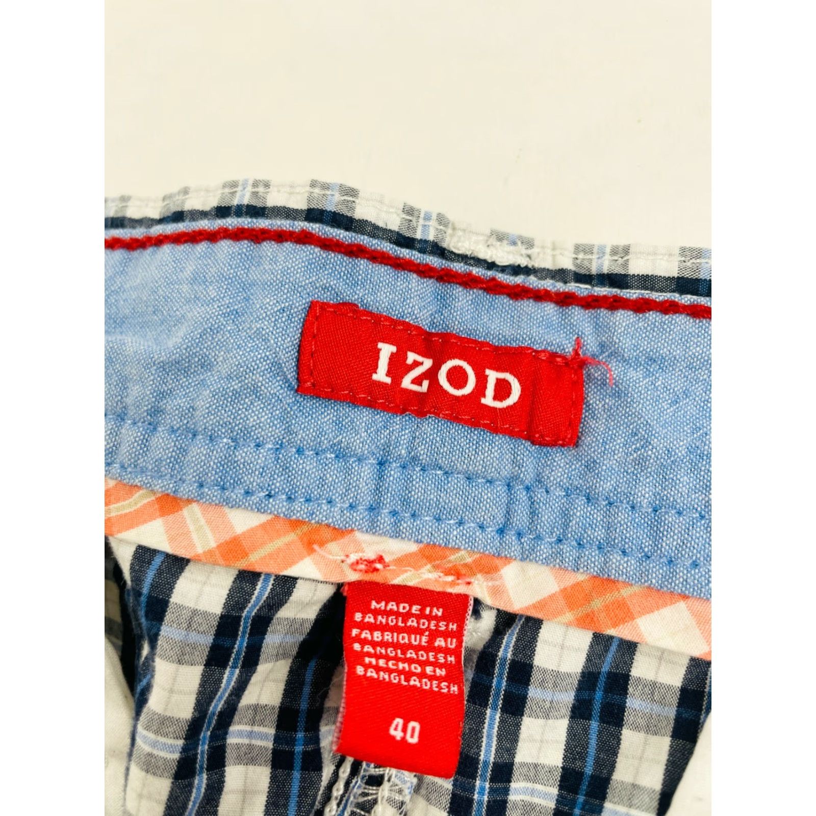 Izod IZOD Shorts Men's 40 Blue White Plaid Flat Front Casual Outdoor Pockets Size US 40 / EU 56 - 6 Thumbnail