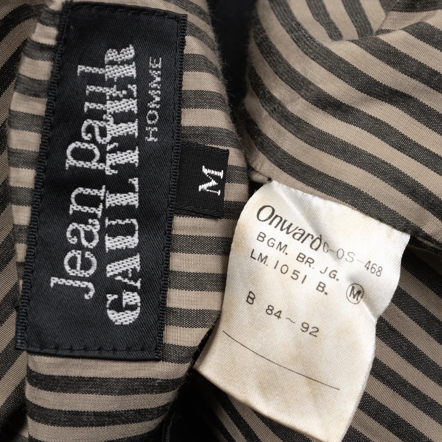 Jean Paul Gaultier Sheer Layered Stripe Jacket in Black and Beige, Size M Size US M / EU 48-50 / 2 - 18 Thumbnail