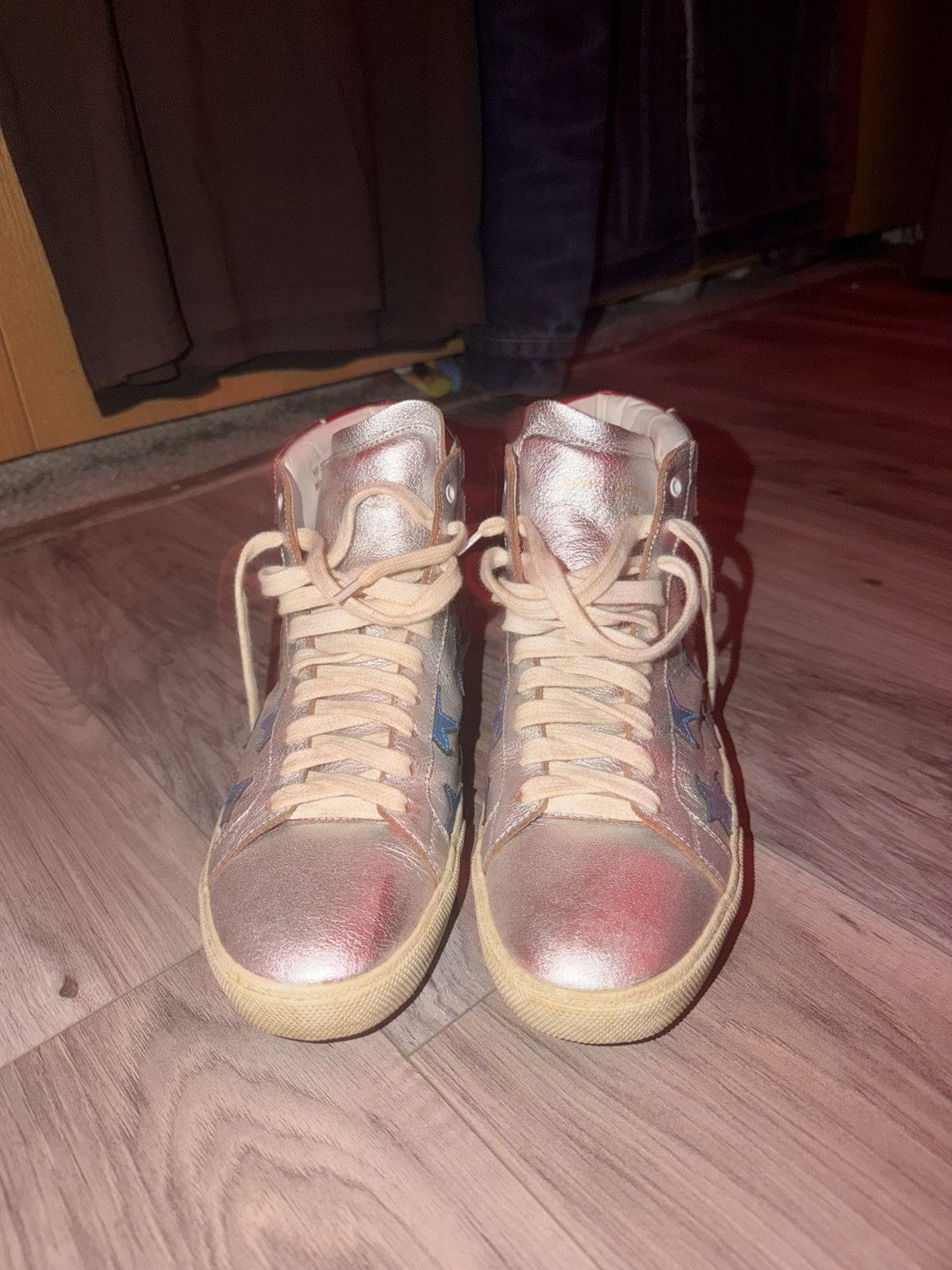 Yves Saint Laurent Saint Laurent High Top Blue Stars Size US 6.5 / EU 39-40 - 5 Thumbnail