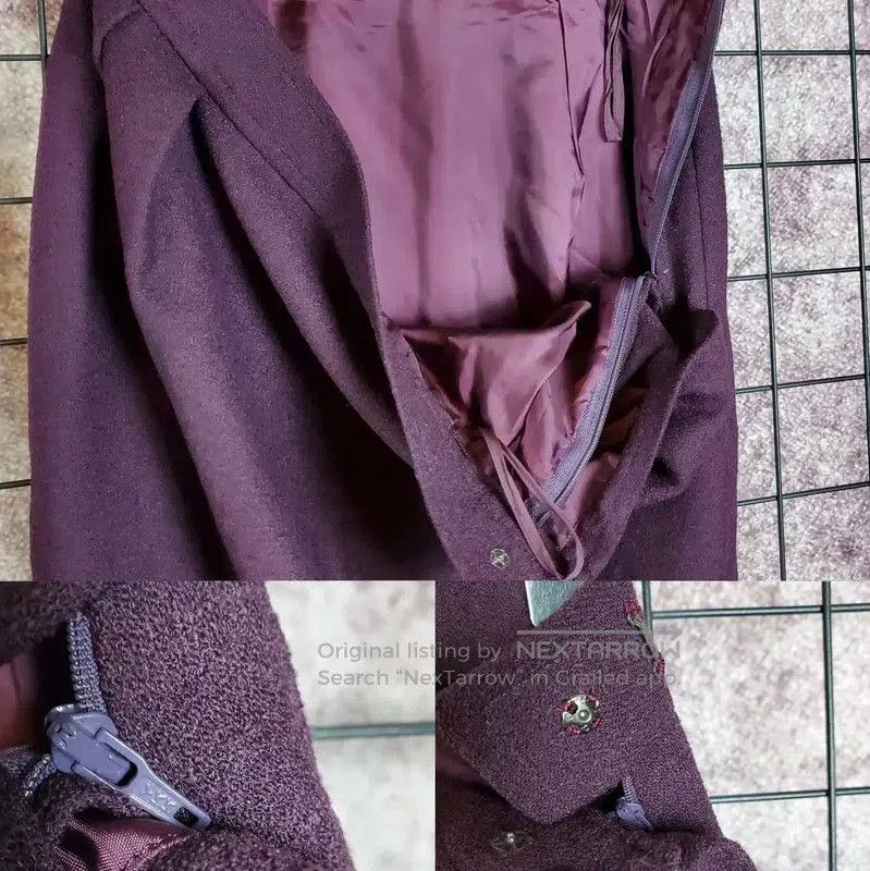 Yves Saint Laurent YSL Deep Purple Wool Midi Skirt for Women . Size 28" / US 6 / IT 42 - 5 Thumbnail
