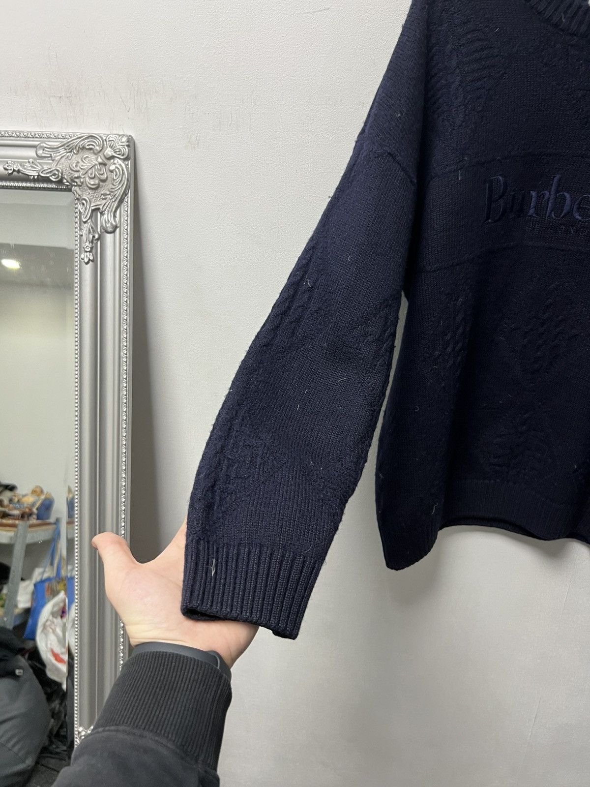Burberry Vintage BURBERRYS Logo Wool Sweater Sweatshirt Big Logo Size US XL / EU 56 / 4 - 4 Thumbnail