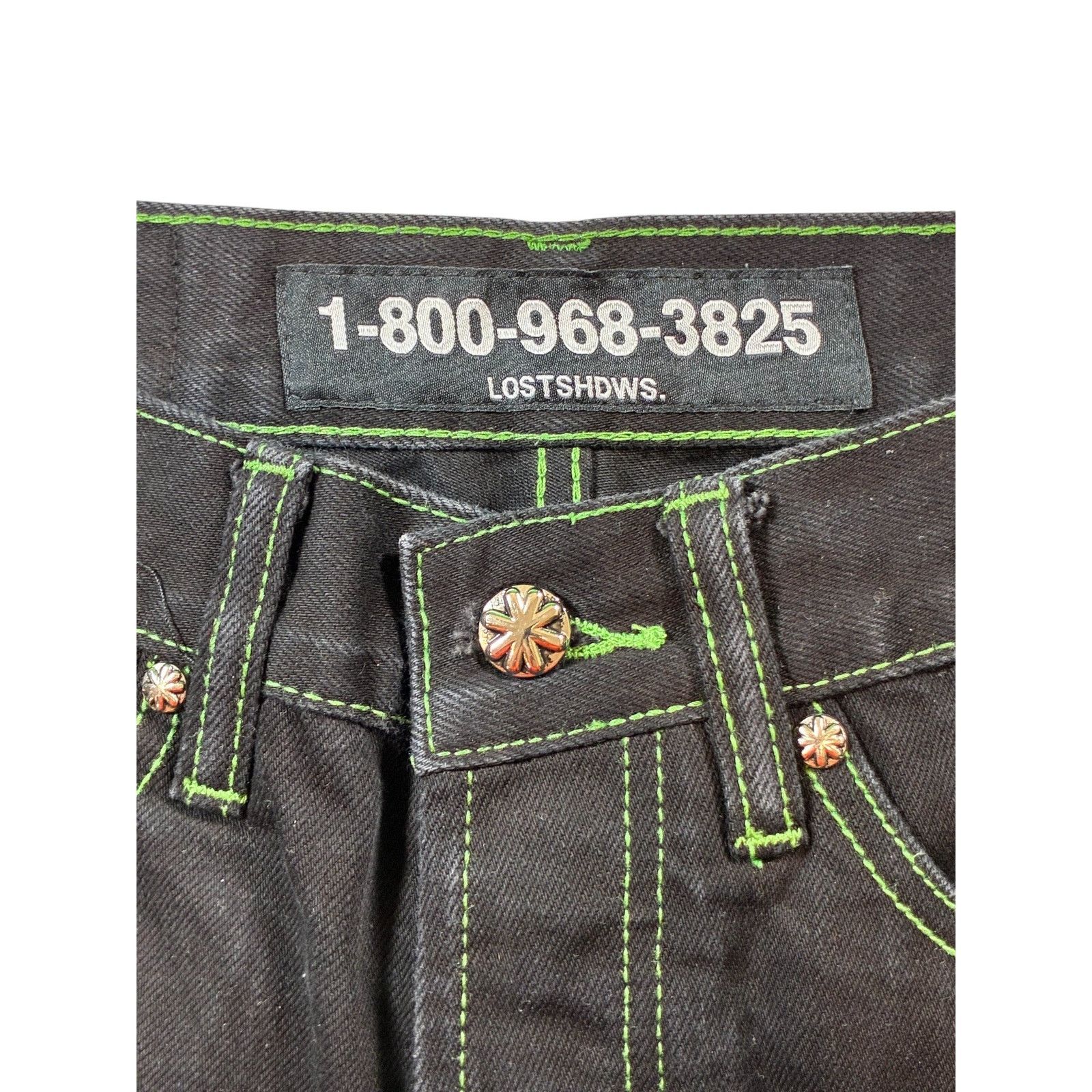 LOSTSHDWS LostSHDWS Outline Black & Green Jeans Size US 28 / EU 44 - 4 Thumbnail