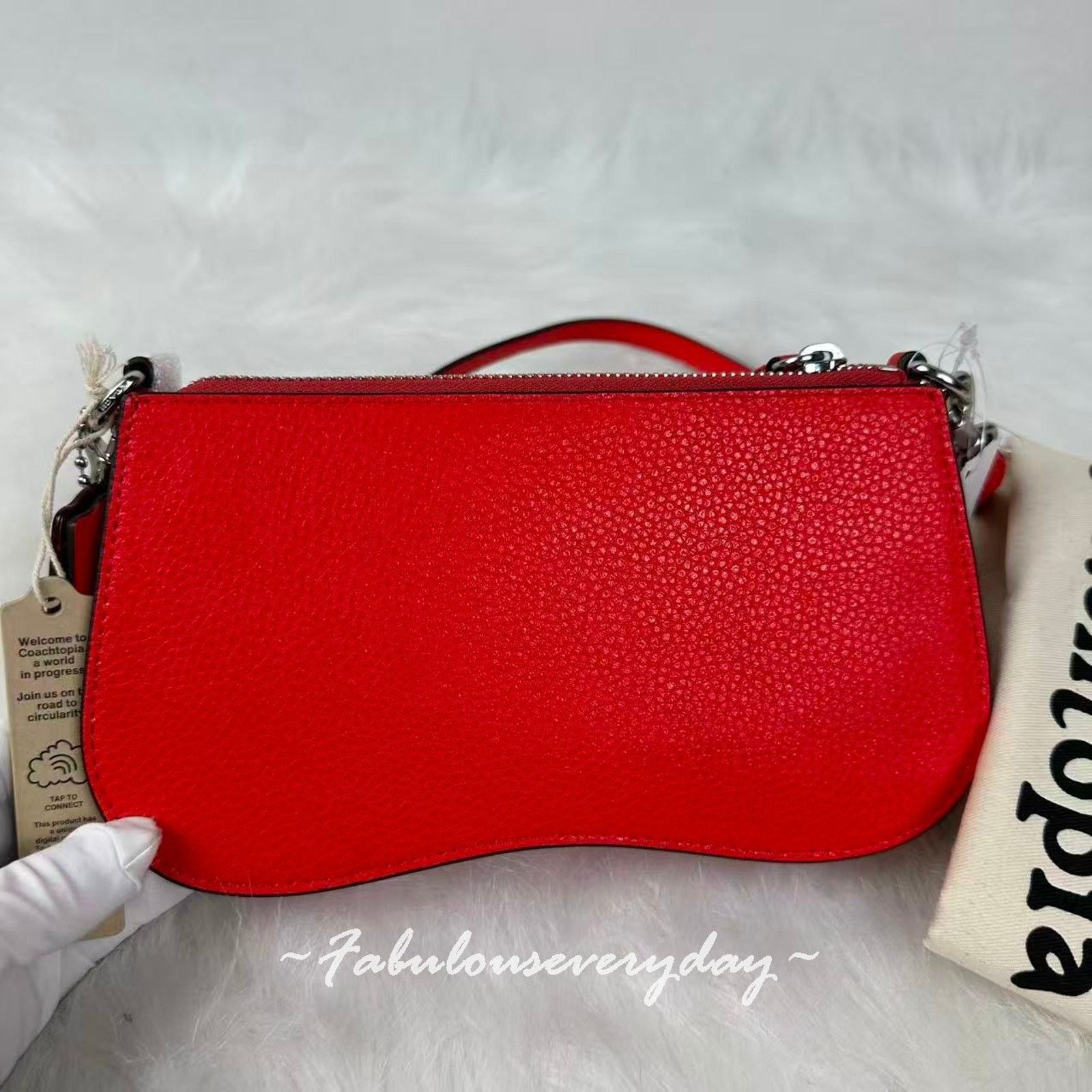 Coach COACH Small Wavy Shoulder Coachtopia Upcrafted Leather Red Size ONE SIZE - 4 Thumbnail
