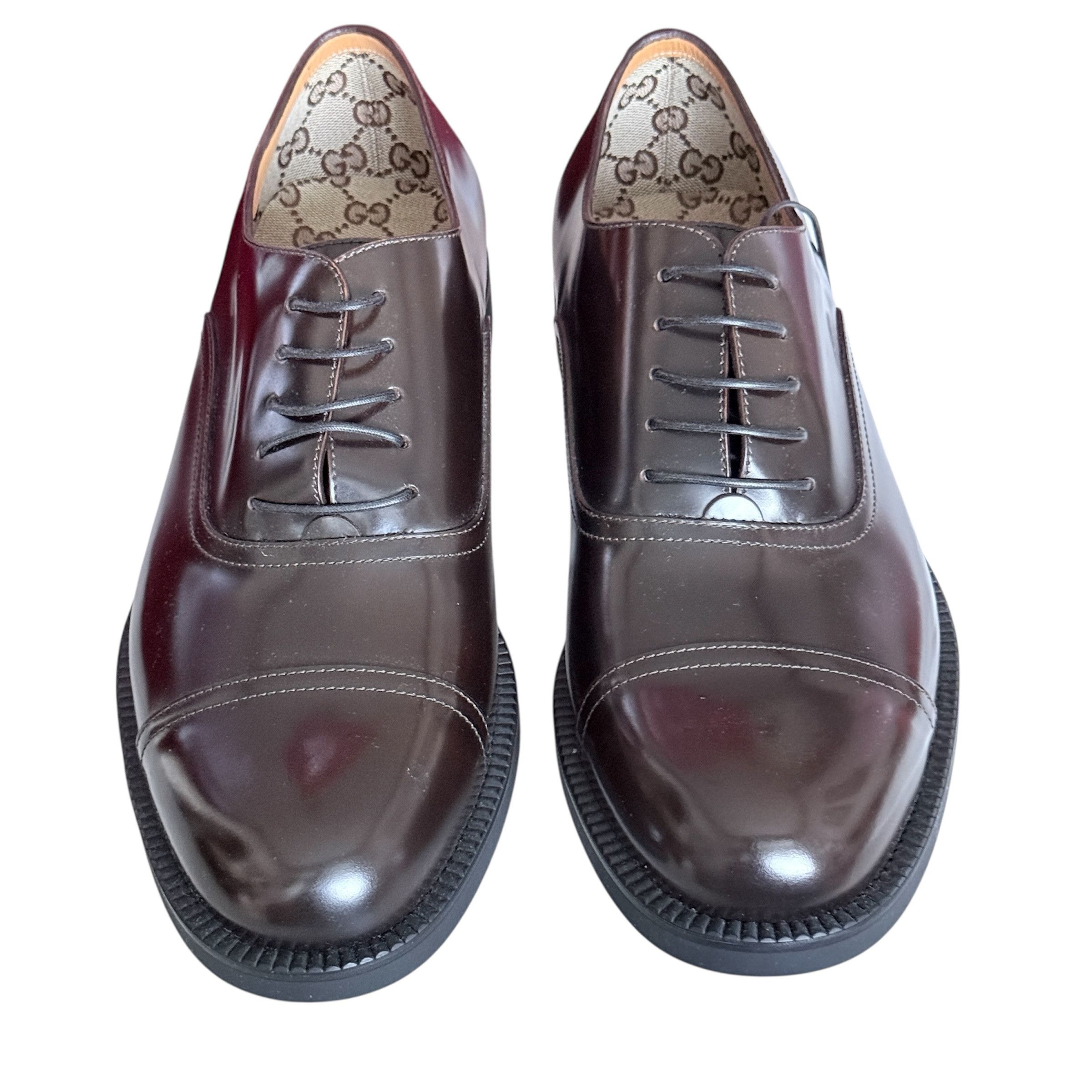 Gucci Gucci 812153 Mens Tempe Cap-Toe Brown Leather Oxford Shoes Size US 8.5 / EU 41-42 - 2 Thumbnail