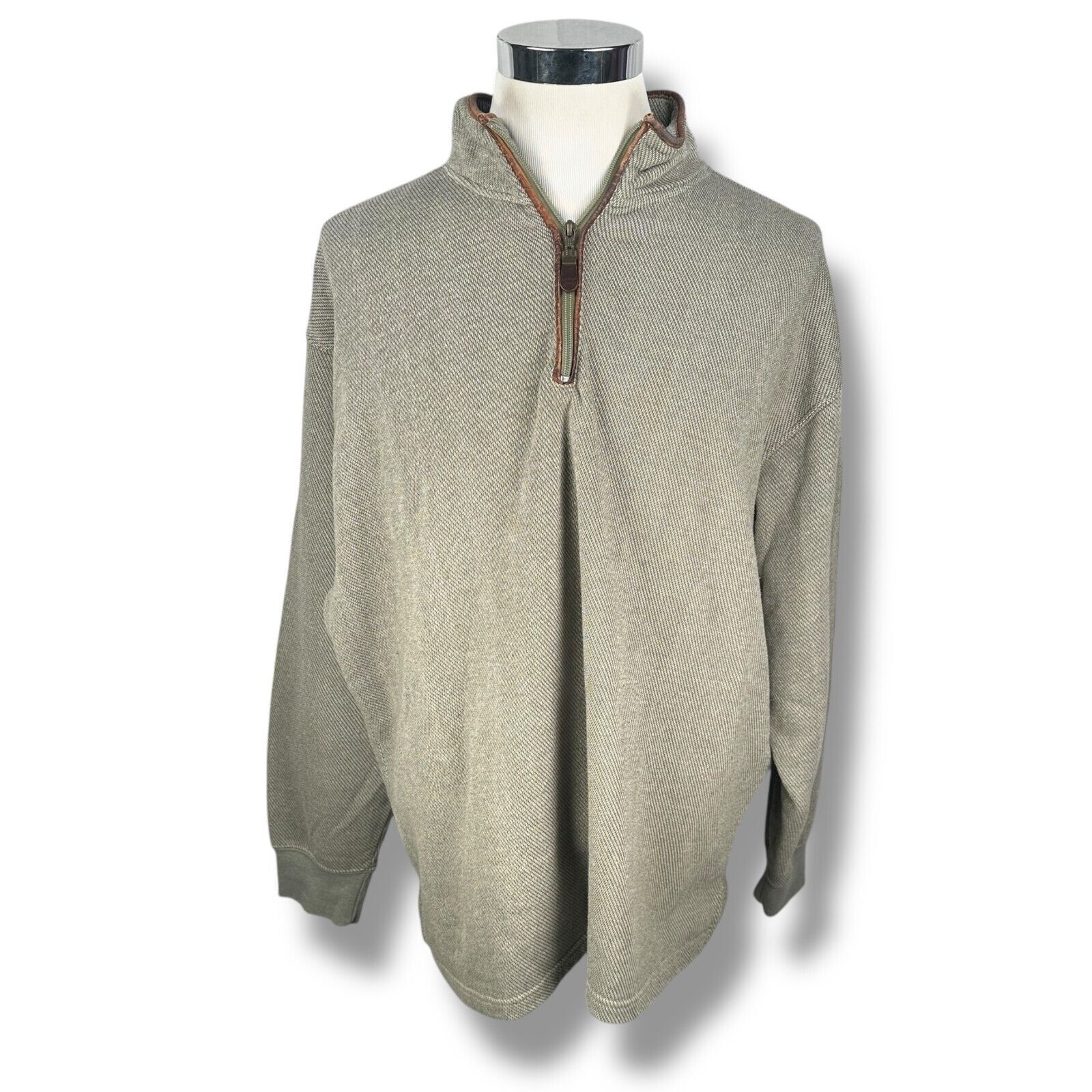 Orvis Orvis 1/4 Zip Sweatshirt Mens 2XL XXL Olive Green Leather Size US XXL / EU 58 / 5 - 1 Thumbnail