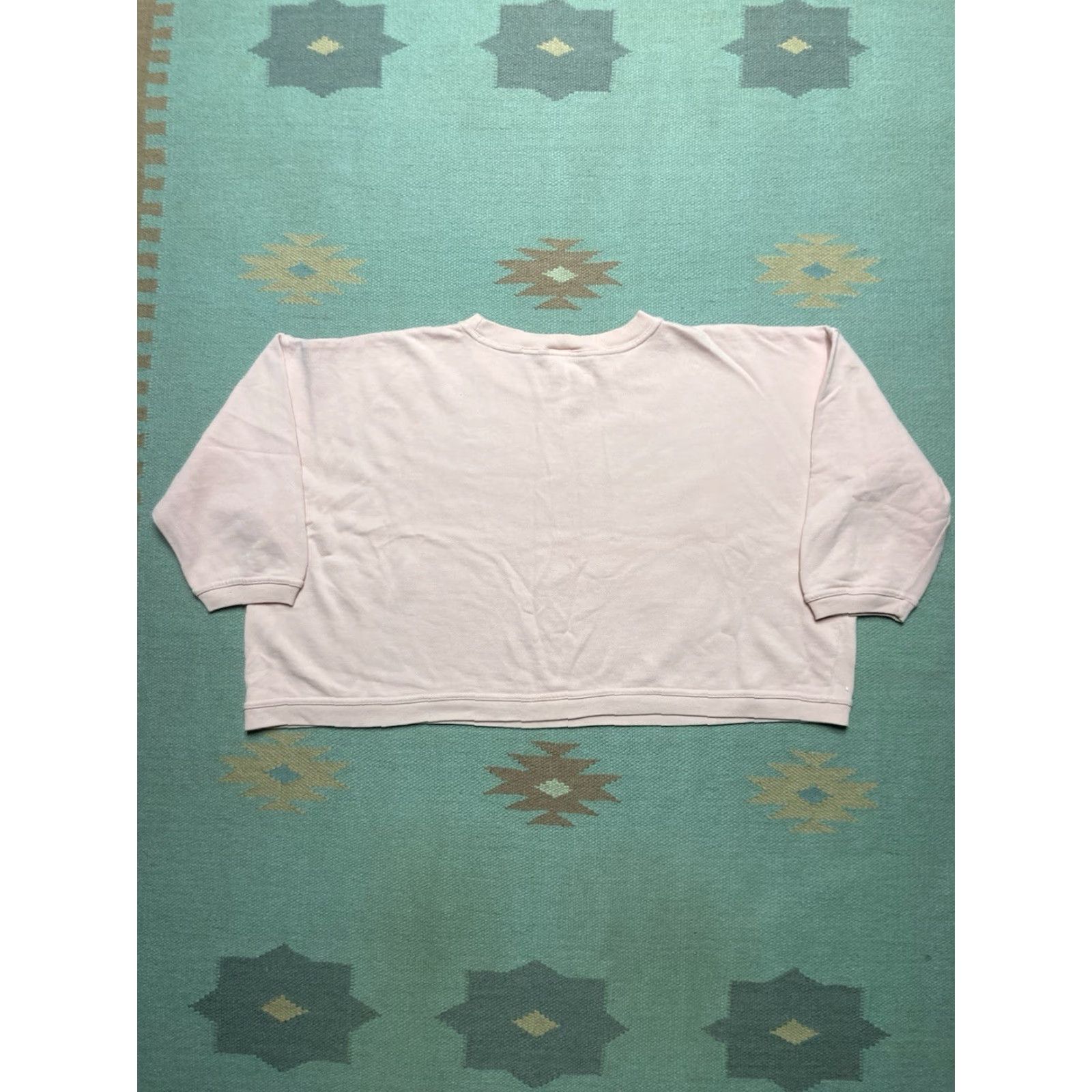 Vintage VINTAGE Stefano Aztec Sweatshirt Crew Neck Women’s Medium Pink Pullover Cropped Boxy 80s Size M / US 6-8 / IT 42-44 - 4 Thumbnail
