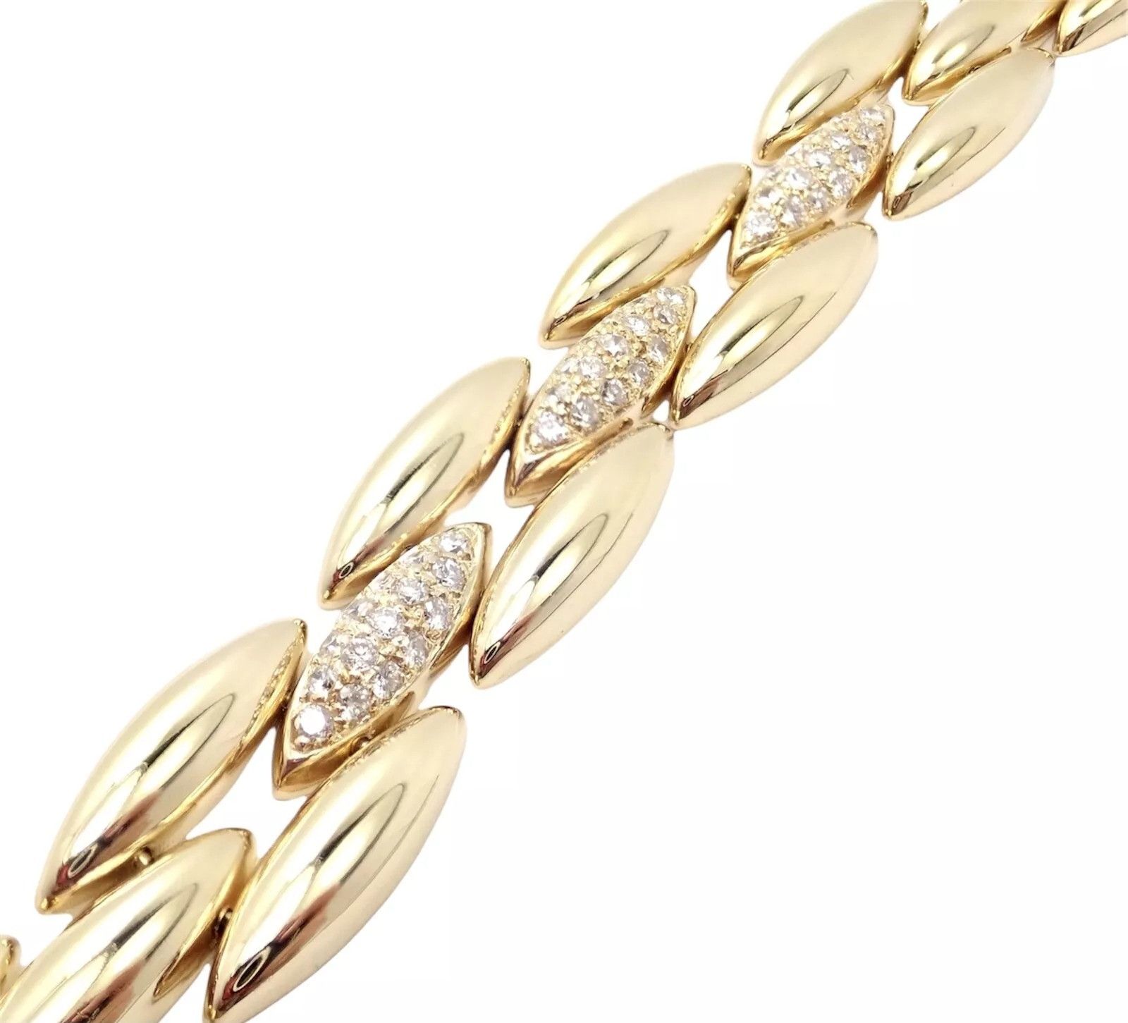 Cartier Cartier 18k Diamond Three Row Gentiane Rice Link Necklace Size ONE SIZE - 16 Thumbnail