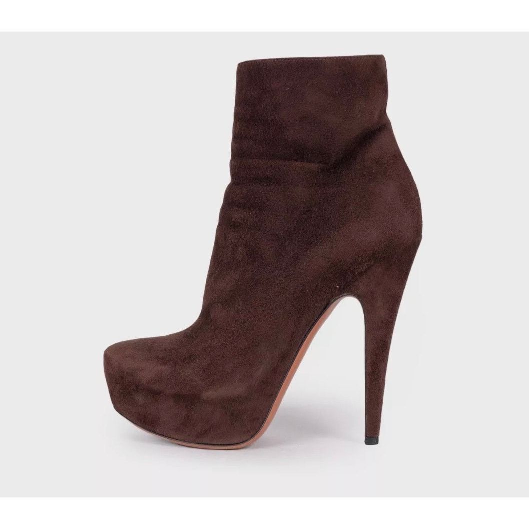 Alaia Alaïa Dark Brown Suede Ankle Boots - Size 39 Size US 8 / IT 38 - 1 Thumbnail