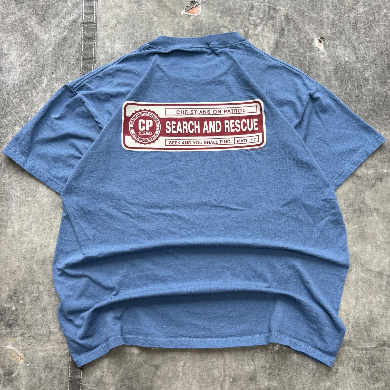 Delta Vintage Christians On Patrol Salvation Funny Religious Shirt Size US XL / EU 56 / 4 - 1 Thumbnail