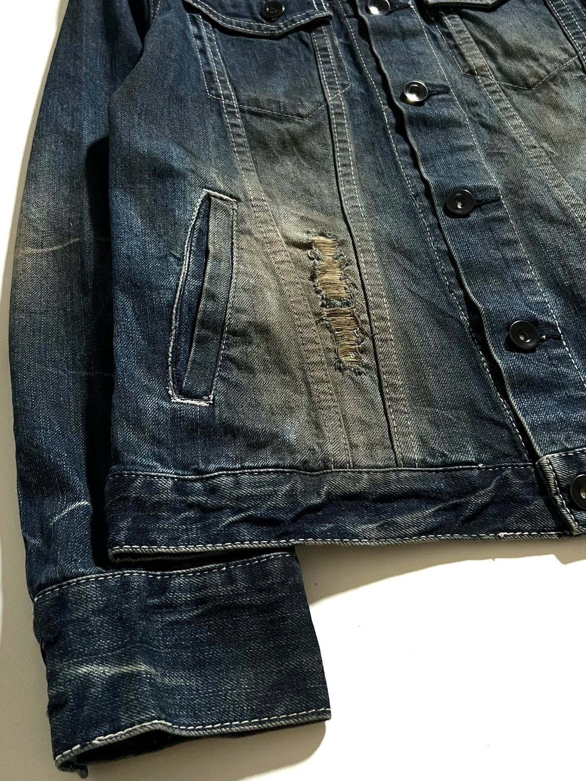 GOSTAR DE FUGA FUGA Mud Dye Distressed Denim Jacket vkei Archive 00s y2k Size US XS / EU 42 / 0 - 5 Thumbnail