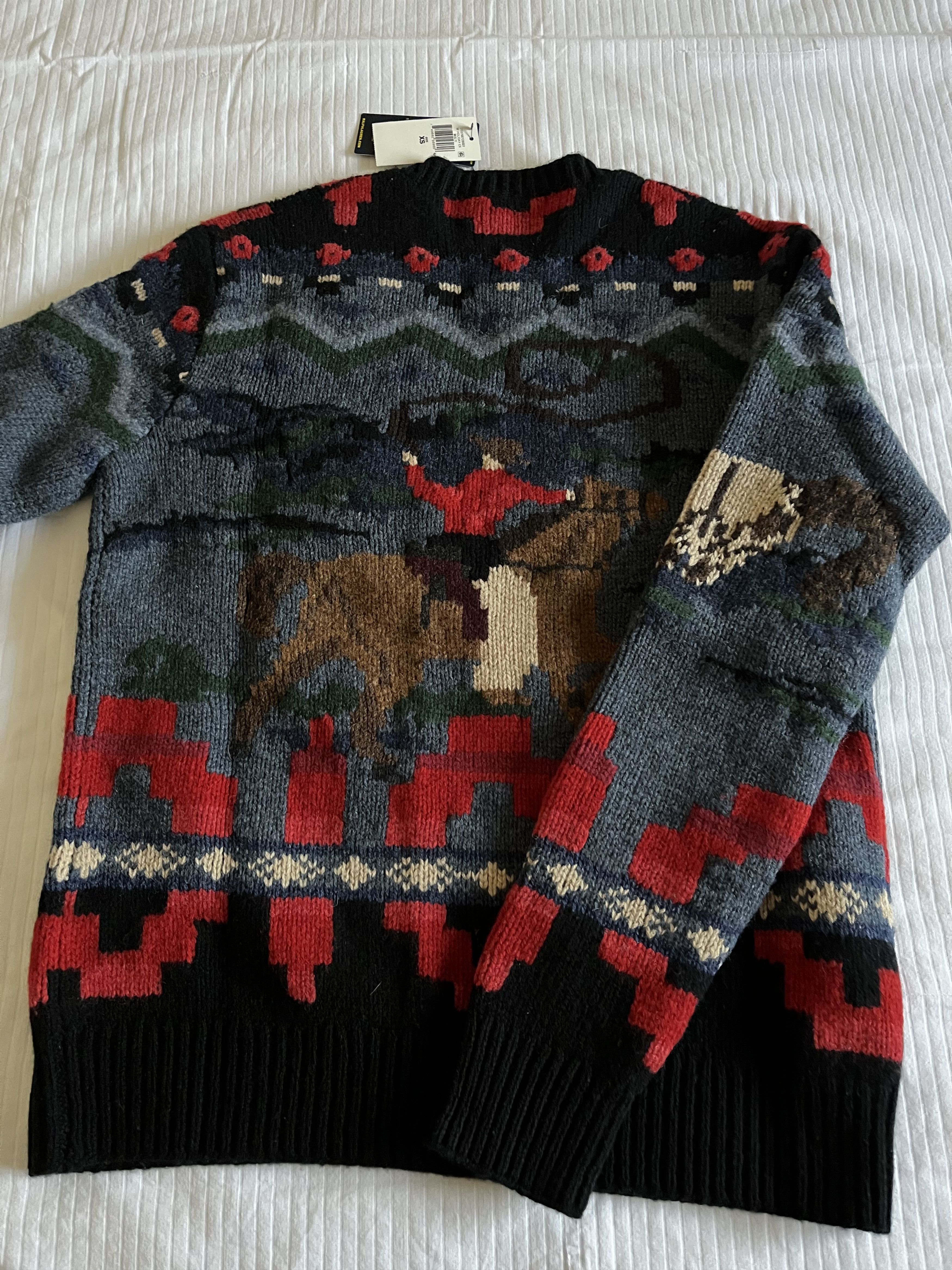 デコ Cowboy Rodeo Hand Knit Woollen Sweater New! Xs