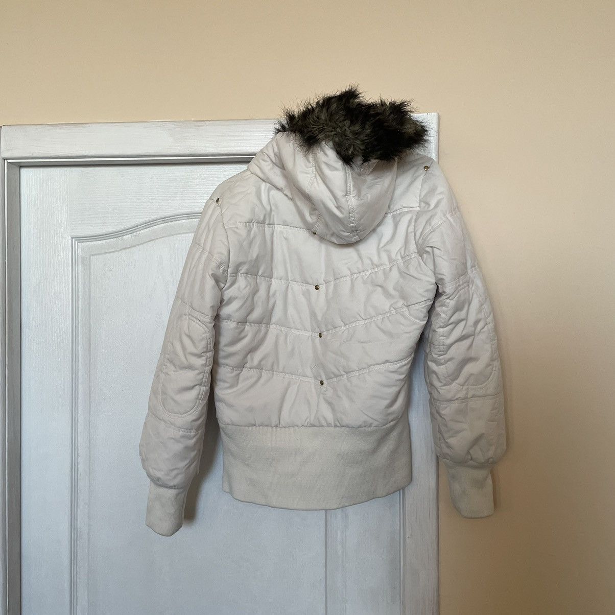 Adidas × Vintage VINTAGE ADIDAS DOWN PUFFER 2000s JACKET FUR FAUX BOMBER CROP Size S / US 4 / IT 40 - 6 Thumbnail