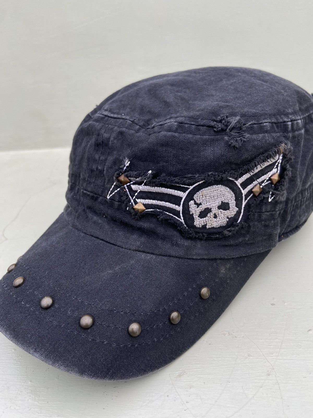 If Six Was Nine 2000s Y2K bat skull studded patrol hat Size ONE SIZE - 2 Thumbnail