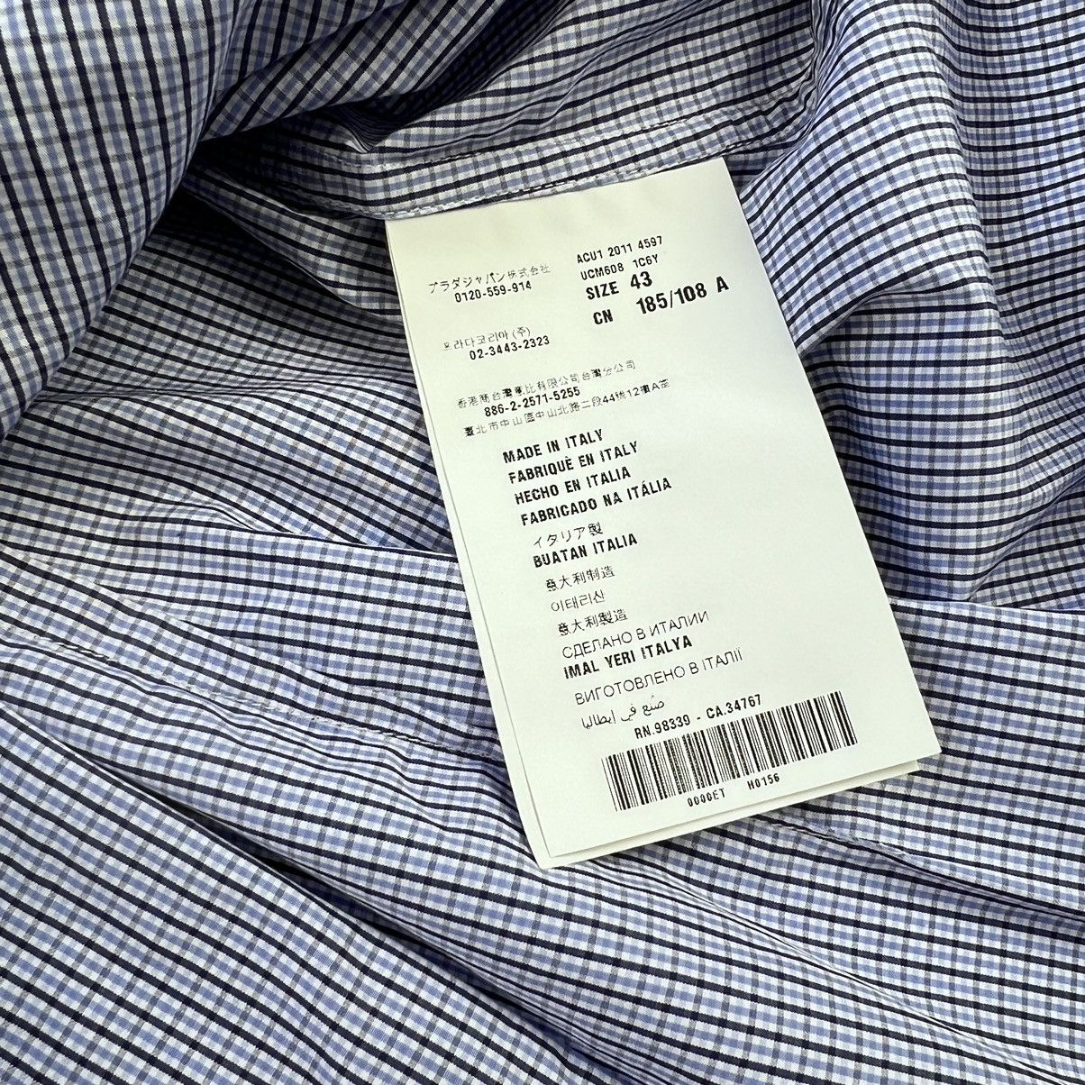 Prada Prada blue/white small check classic shirt Size US L / EU 52-54 / 3 - 4 Thumbnail