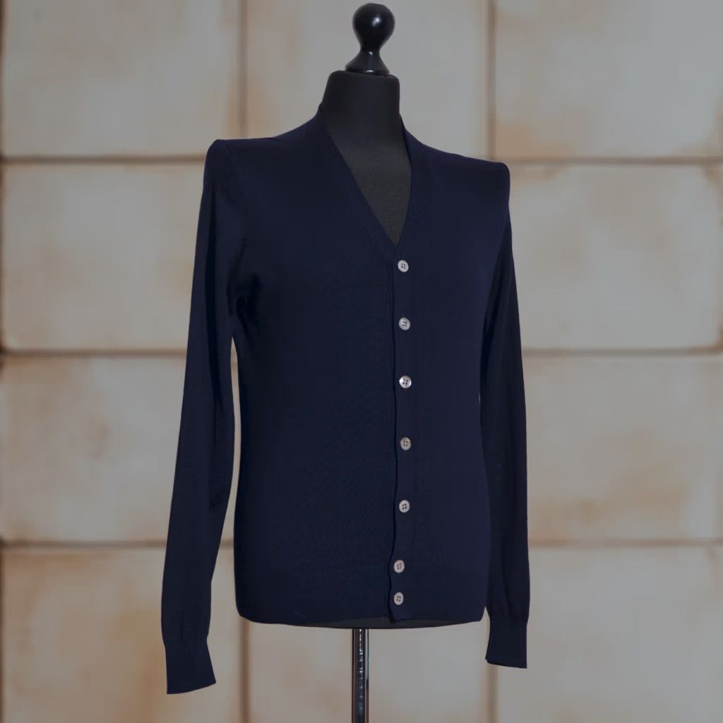 Suitsupply Suitsupply Merino Wool Cardigan Sweater Navy V-Neck Button Front Mens M Size US M / EU 48-50 / 2 - 1 Thumbnail