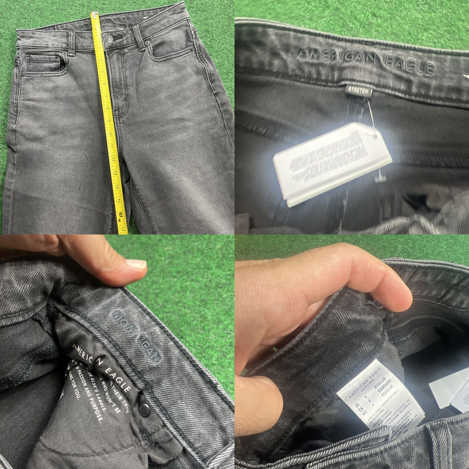American Eagle Outfitters NWT American Eagle Baggy Mom Jeans Black Wash Sz 4 Regular Comfort Stretch Waist Size 27" / US 4 / IT 40 - 8 Thumbnail