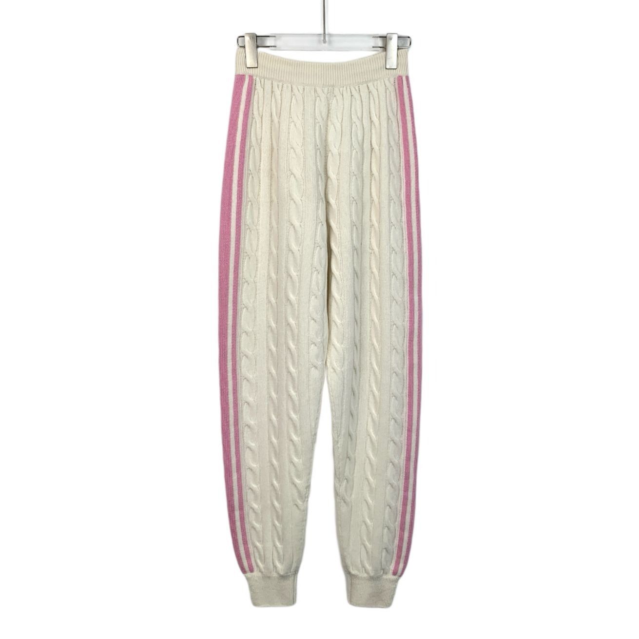 Miu Miu Miu Miu Off-White Cable Knit Track Pants With Pink Stripes S Size 25" / US 0 / IT 36 - 1 Thumbnail