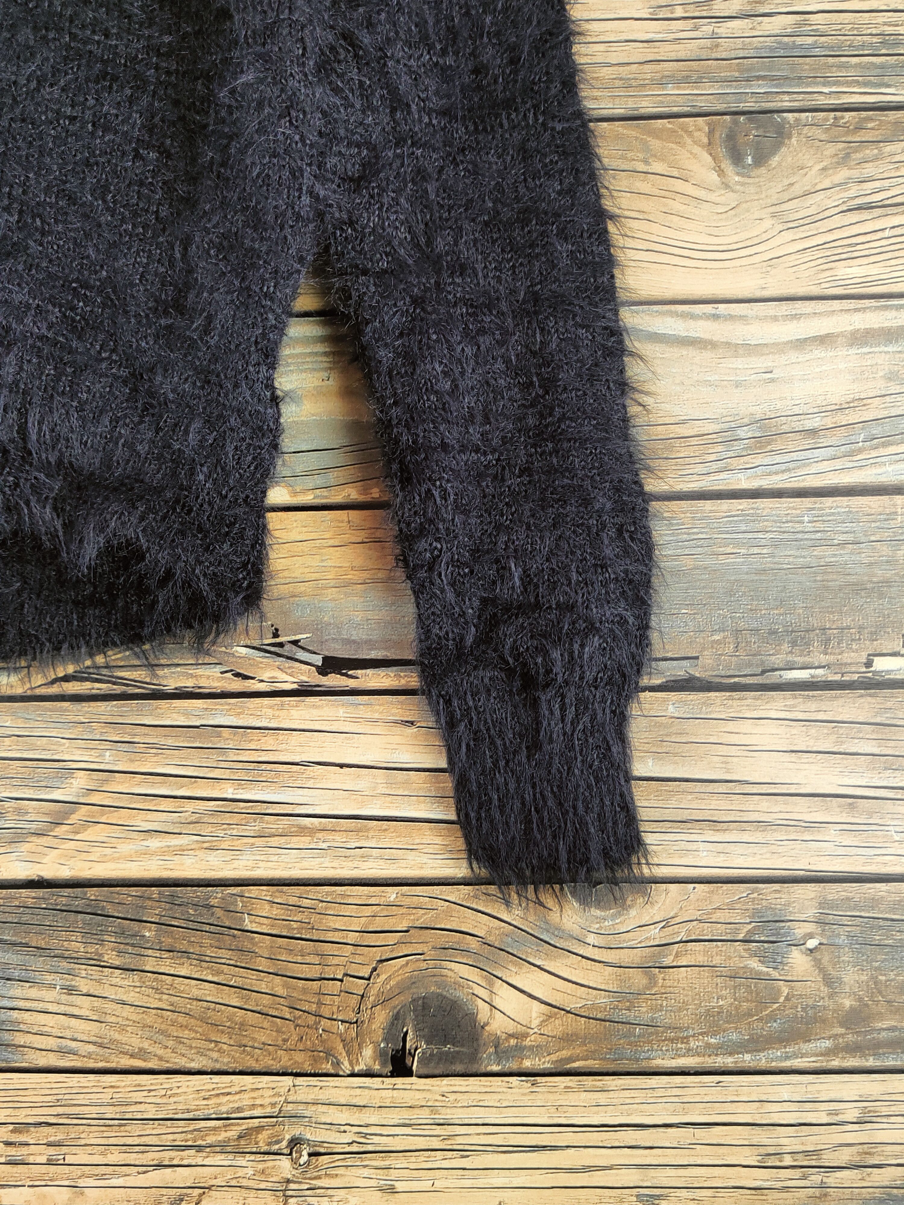 Japanese Brand DL Cecil McBee Black Fur Mohair Knitwear #46-546 Size M / US 6-8 / IT 42-44 - 6 Thumbnail