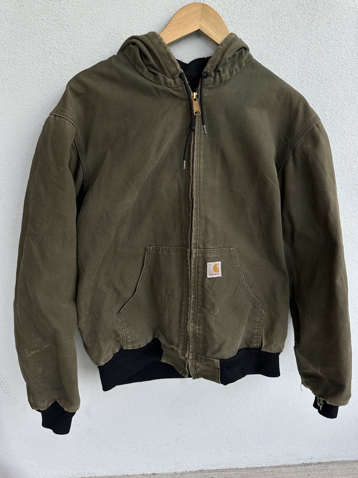 Carhartt Crazy Vintage Carhartt Hoodie Jacket Faded Green Distressed Size US L / EU 52-54 / 3 - 21 Thumbnail