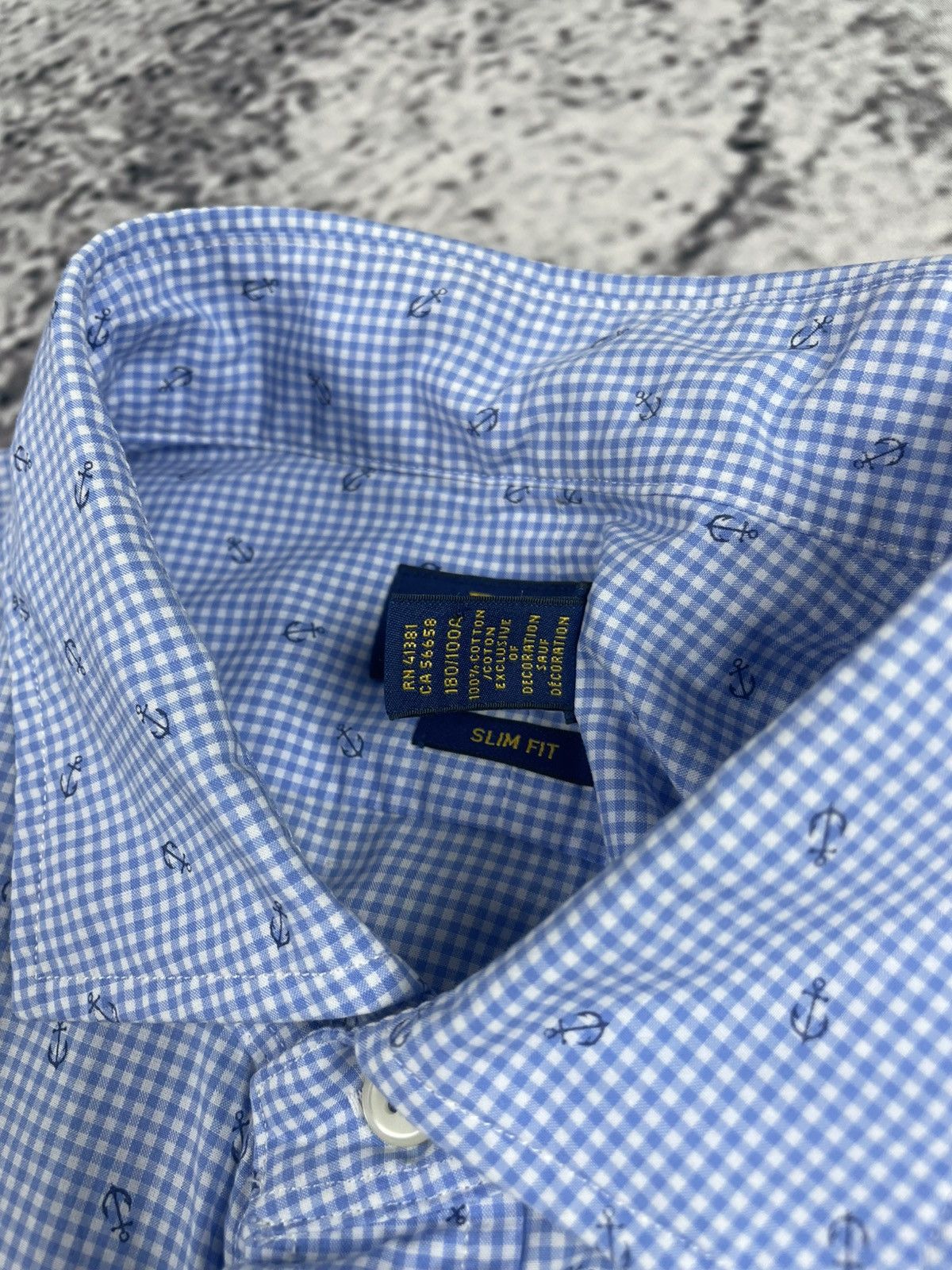 Polo Ralph Lauren Polo Ralph Lauren L Slim Fit Anchor Print Shirt Classic egv Size US L / EU 52-54 / 3 - 6 Thumbnail