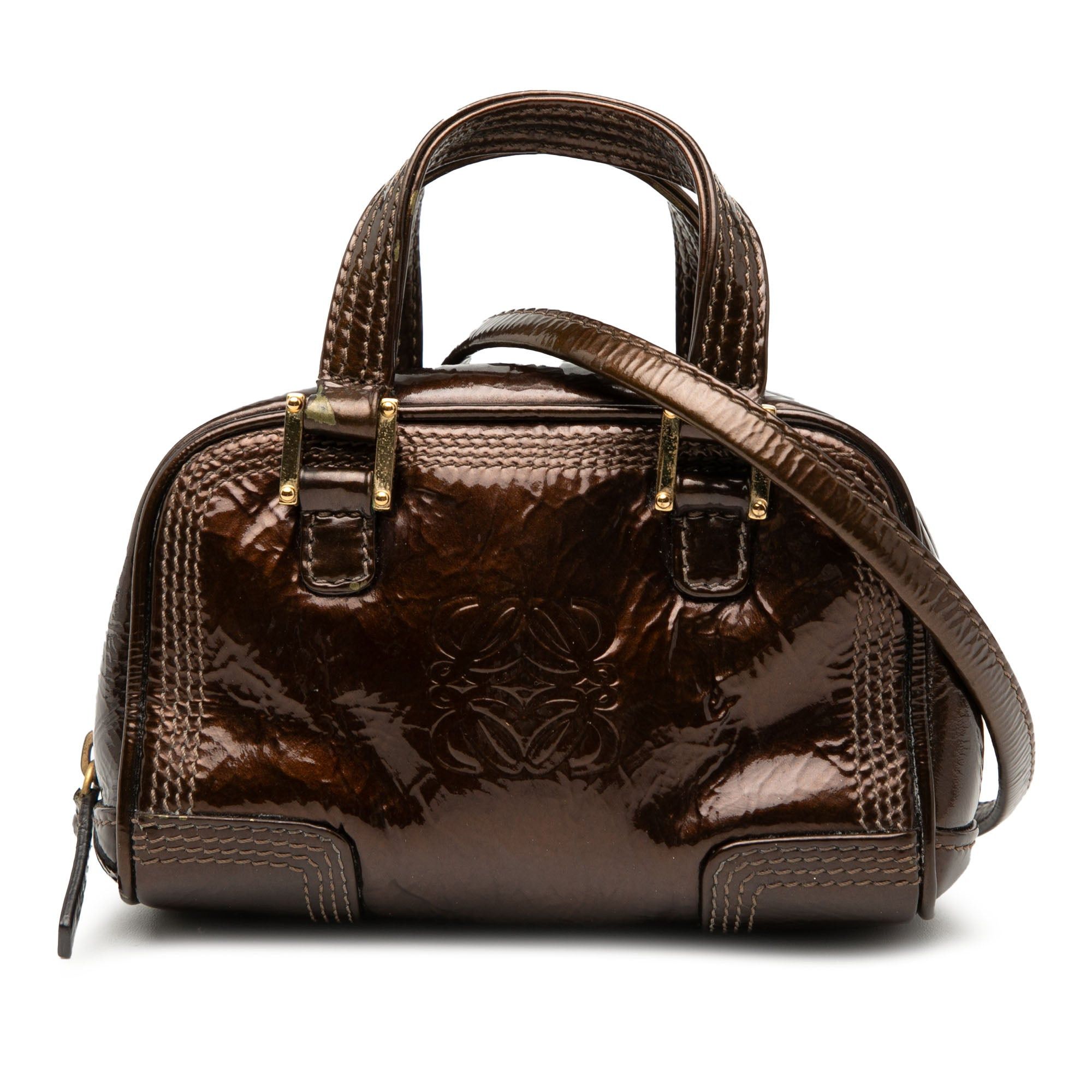 Loewe Micro Patent Amazona Satchel in Brown, Women's