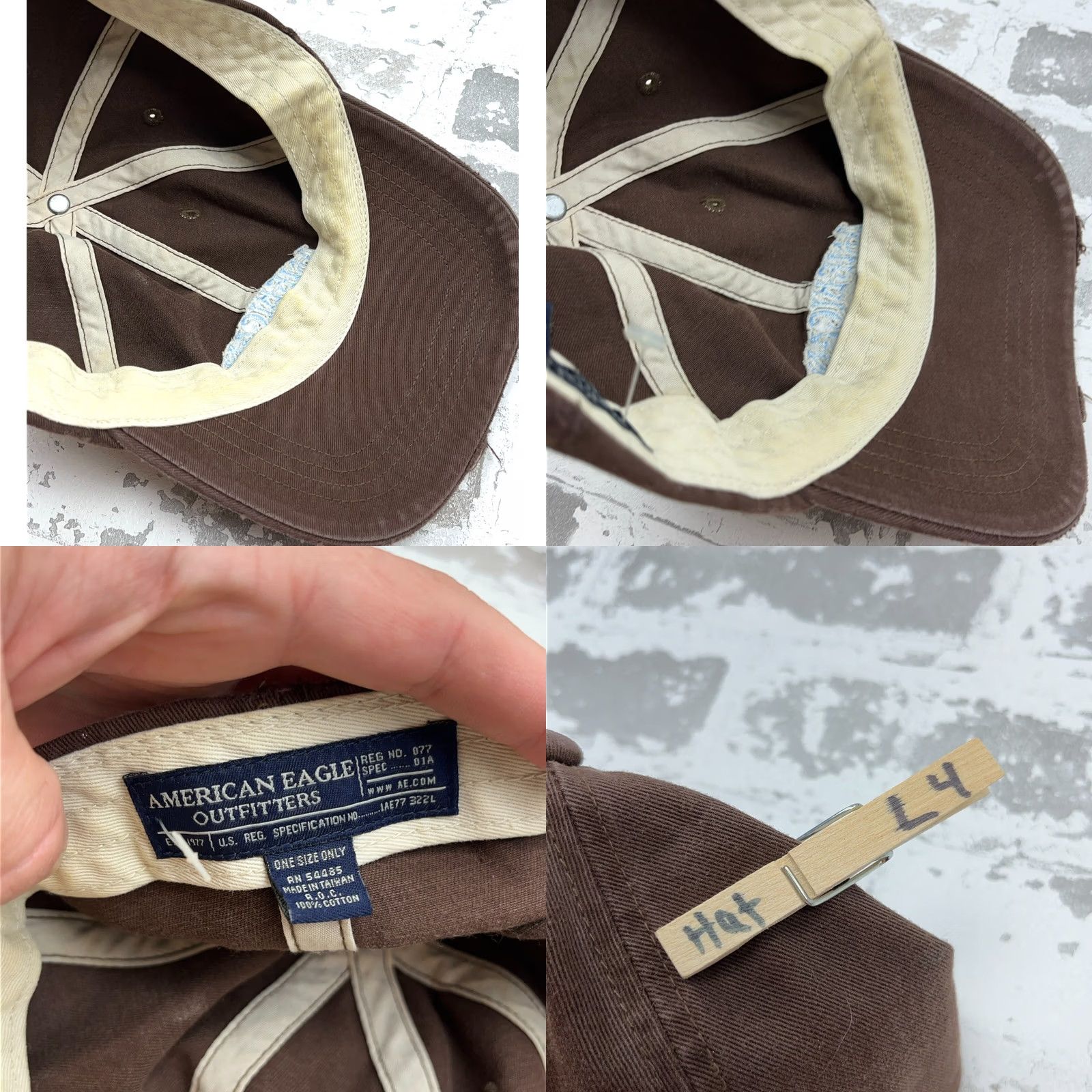 American Eagle Outfitters VINTAGE American Eagle Hat Baseball Cap Leather Strap Back Script AEO Dad Brown Y2K Size ONE SIZE - 8 Thumbnail