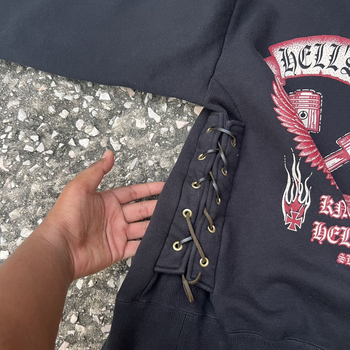 Japanese Brand “SKULL”KNOCKING ON HELL DOOR ZIP UP RIDE HOODIE Size US S / EU 44-46 / 1 - 9 Thumbnail