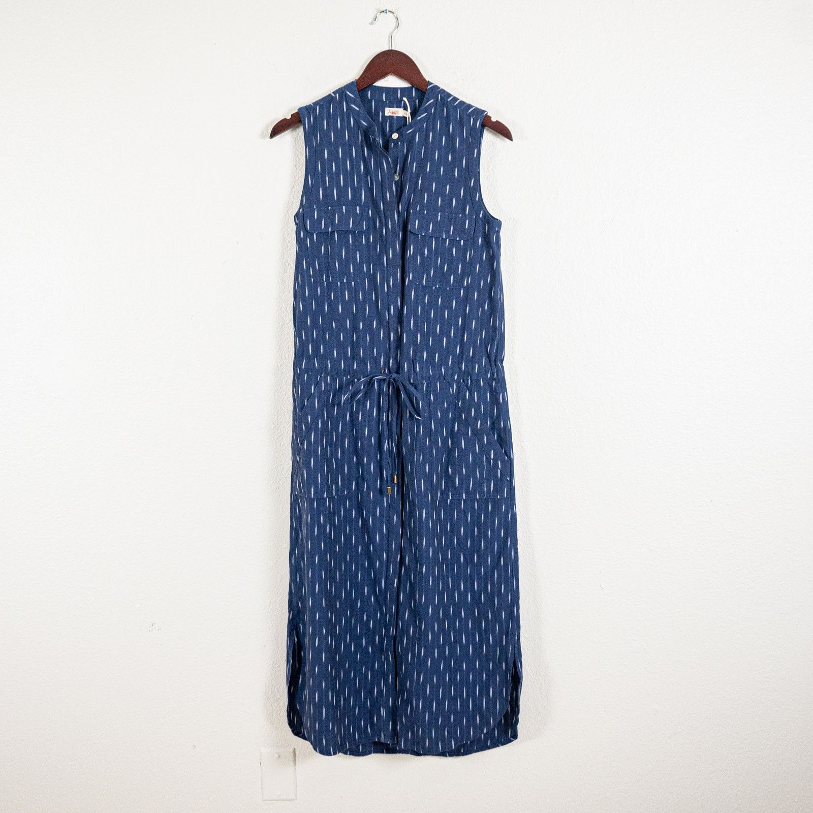 Faherty Faherty $198 Women's Saylor Dress in Midnight Ikat blue Size XS / US 0-2 / IT 36-38 - 4 Thumbnail